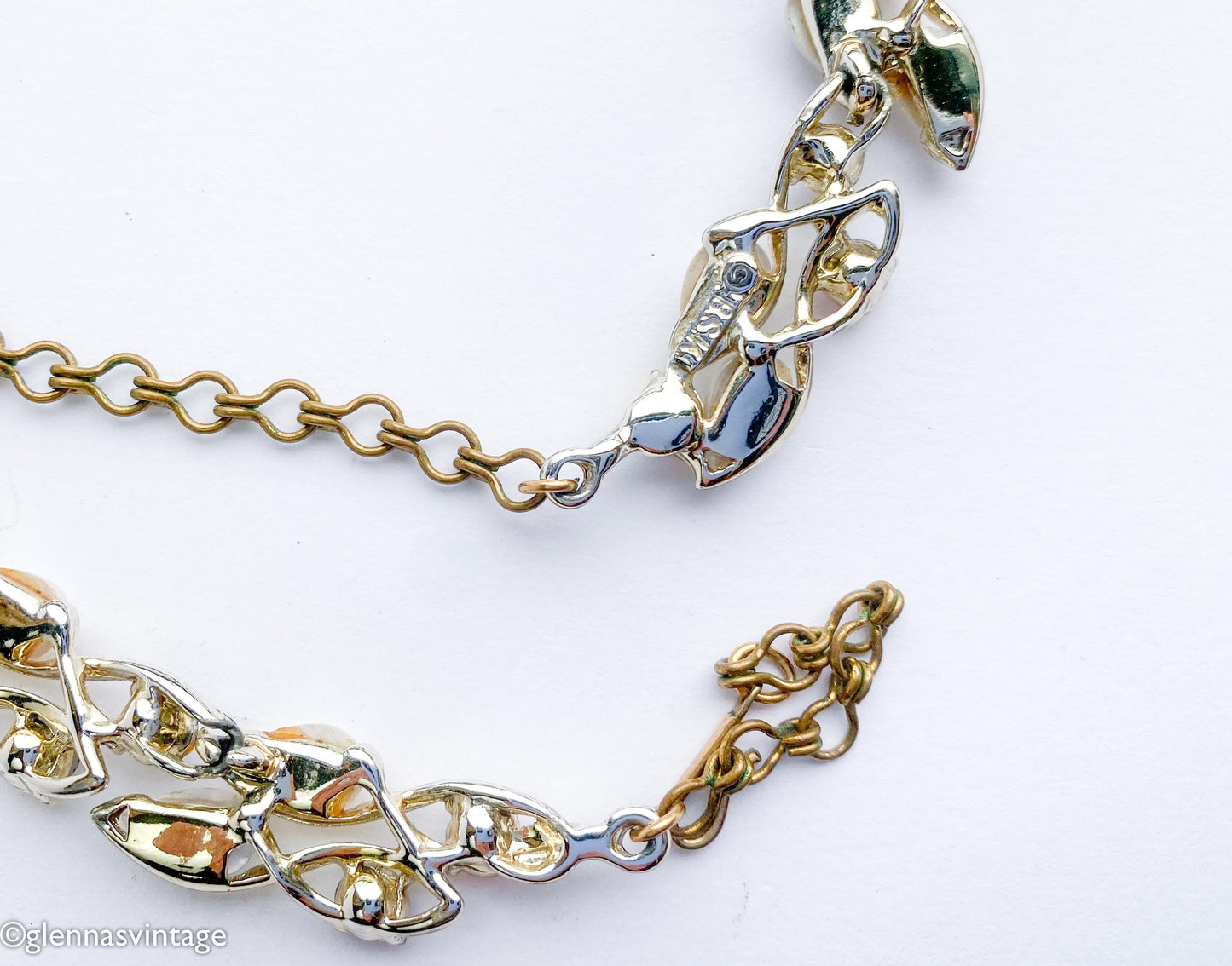 1950s Rhinestone Evening Necklace l 50s Topaz Rhinestone & Pearl Choker l BSK