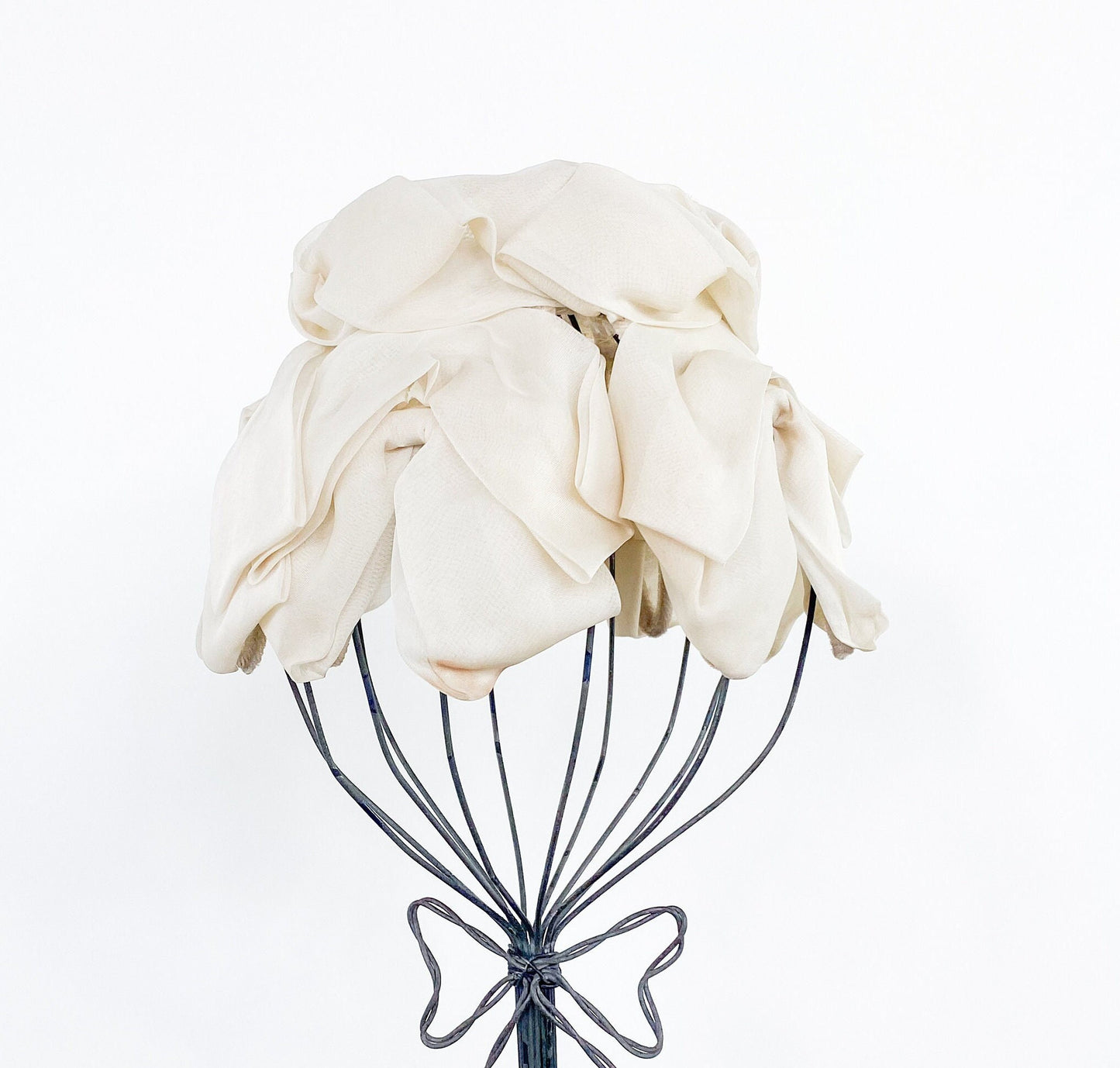 1960s Beige Chiffon Petals Hat