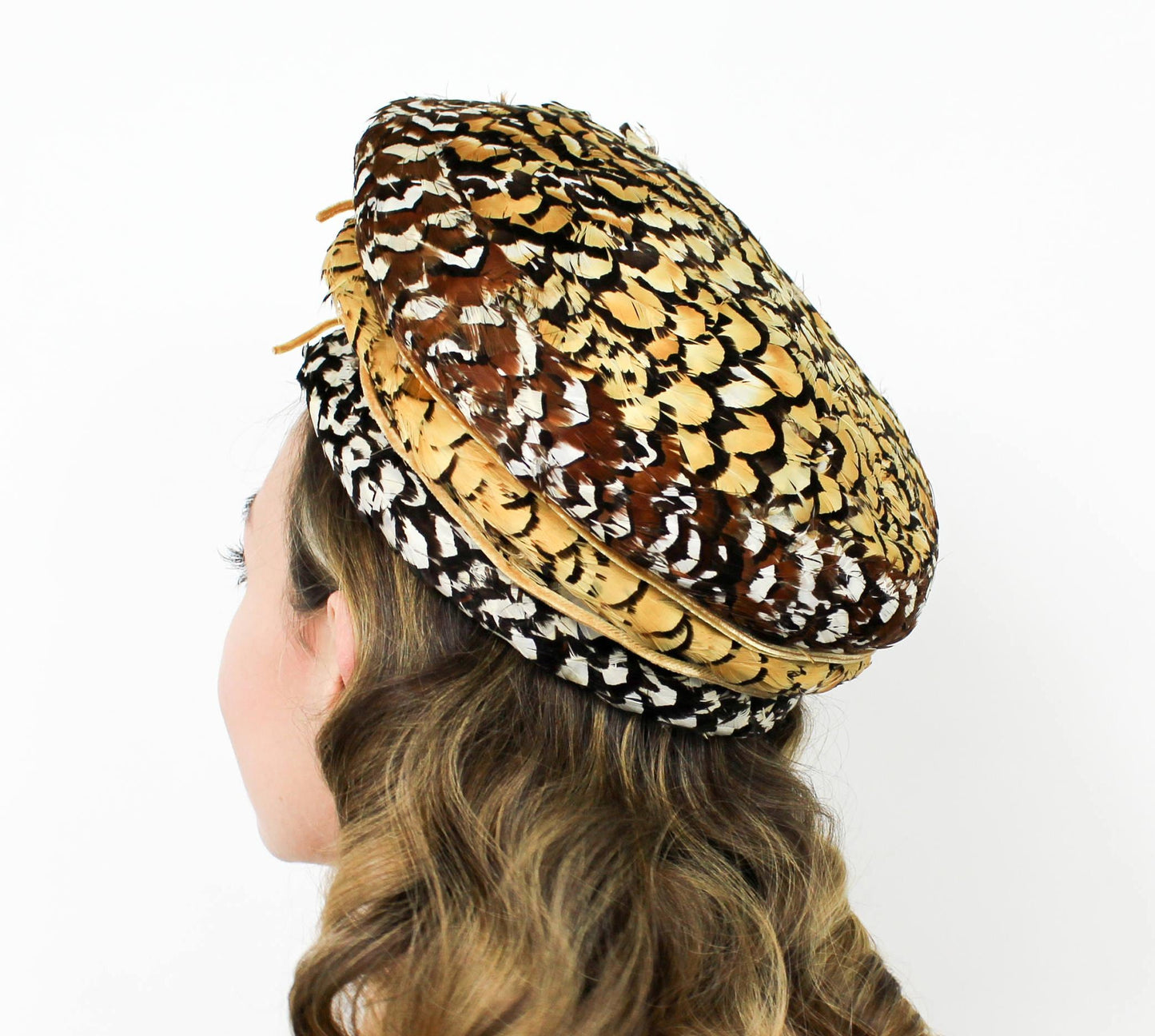 1960s Brown Quail Feather Hat Jack McConnell