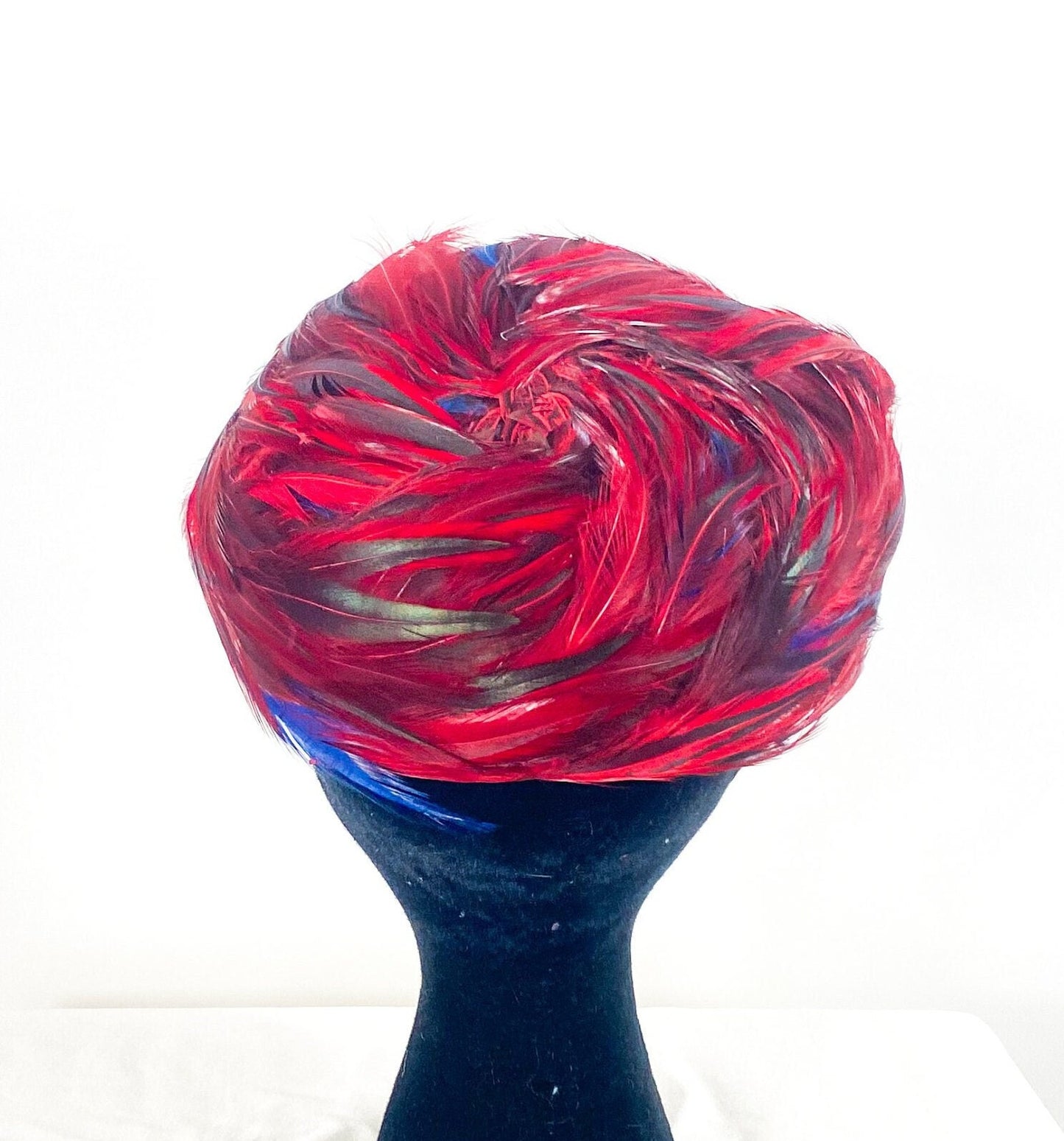 1950s Red Feather Saucer Hat