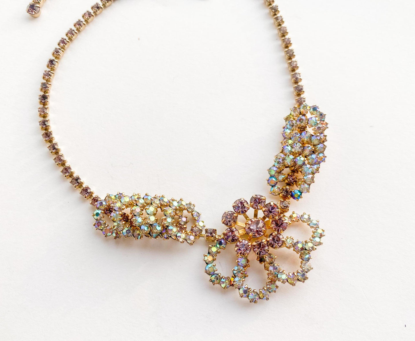 1950s Rhinestone Evening Necklace l 50s Rhinestone Choker