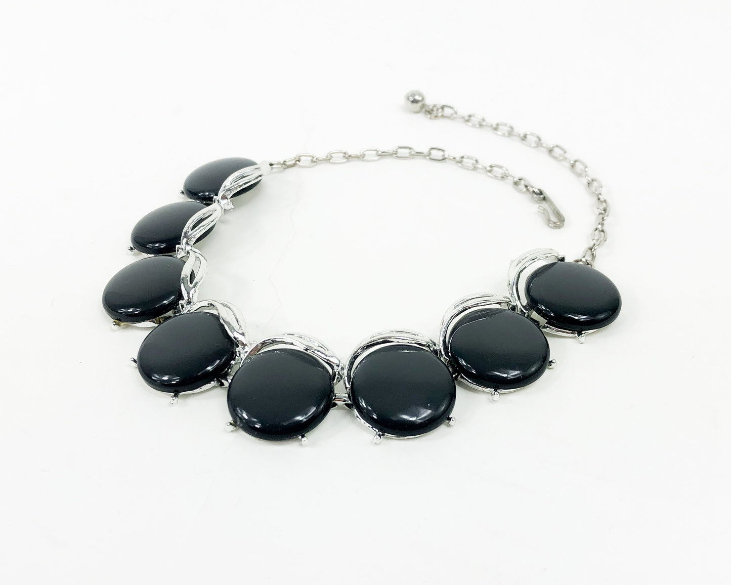 1960s Gray Lucite Circles Necklace | 60s Gray Lucite Circles Choker