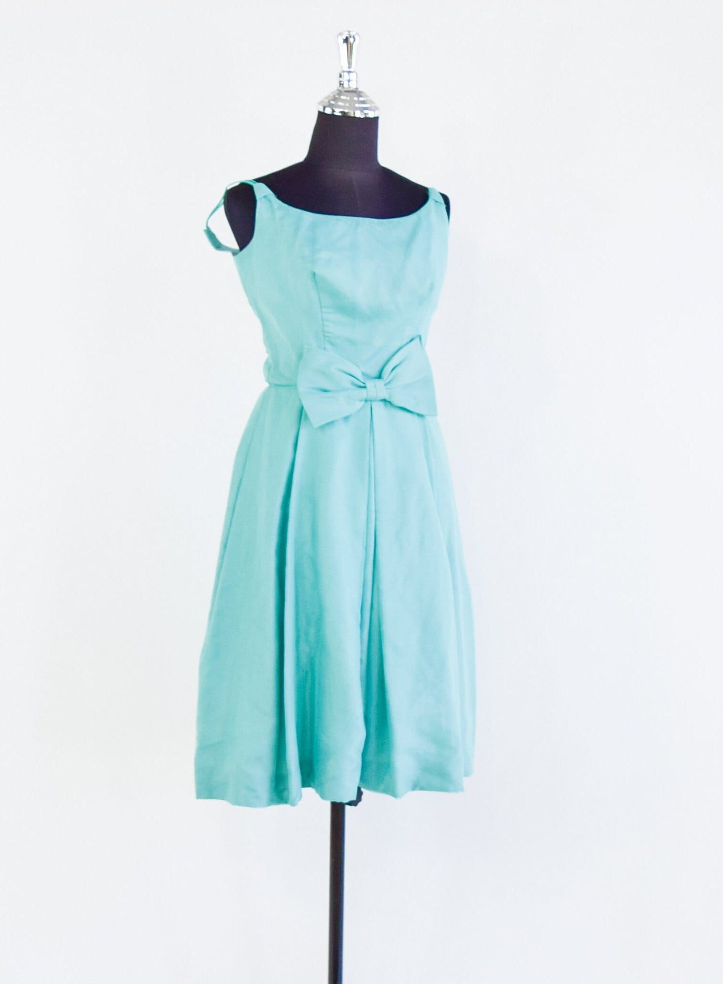 1950s Turquoise Taffeta Party Dress & Lace Jacket, Small