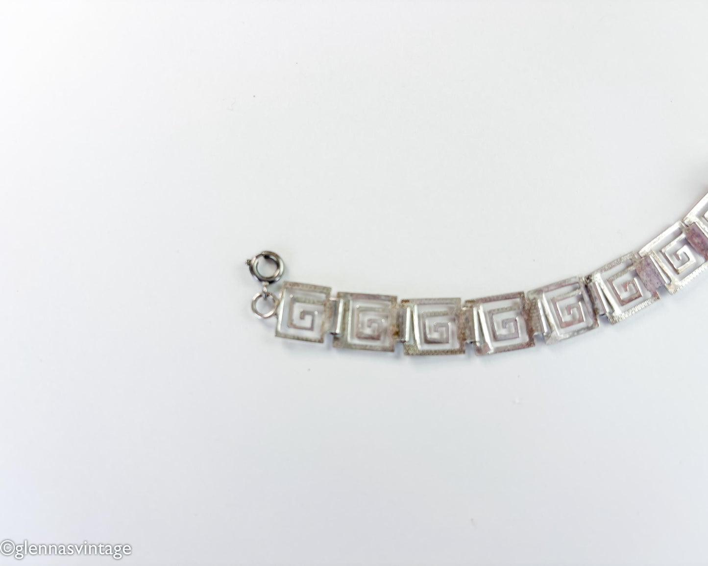 Sterling Silver Greek Key Bracelet, Meander Pattern Bracelet 7 Inch
