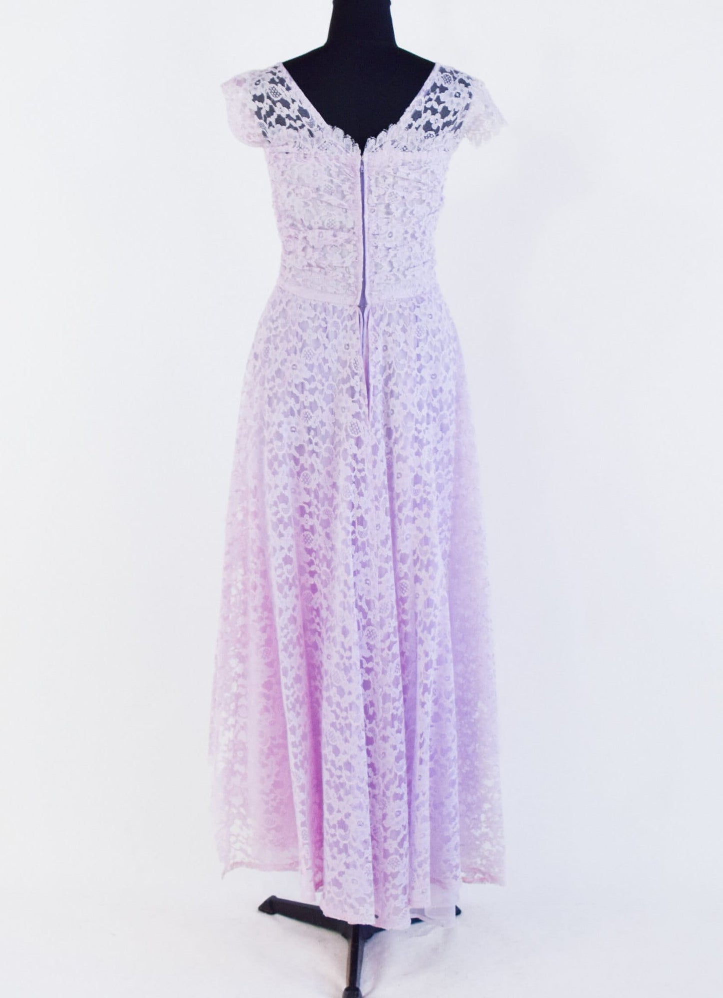 1950s Lavender Purple Lace Prom Dress, Extra Small