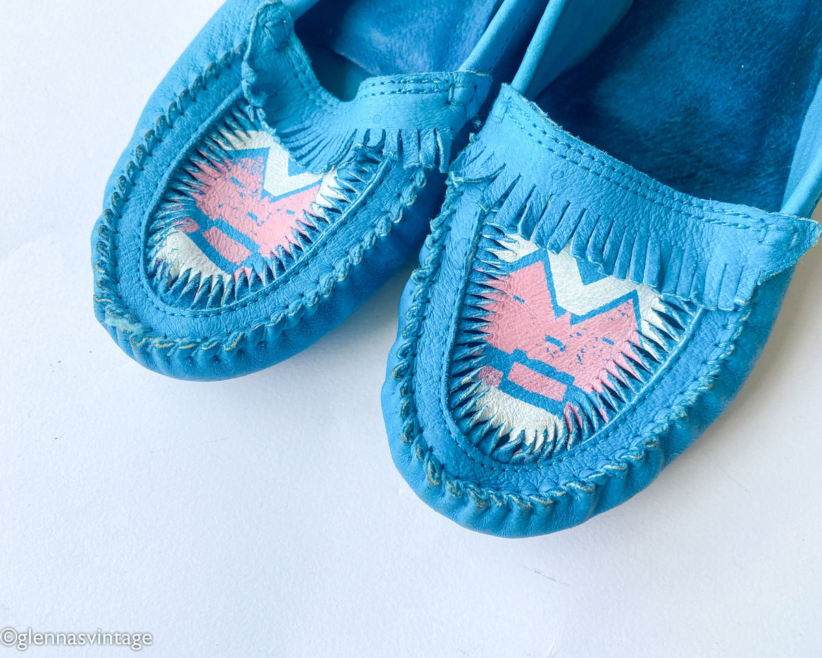 1980s Candie's Turquoise Suede Loafers | Moccasin Style | US 8.5