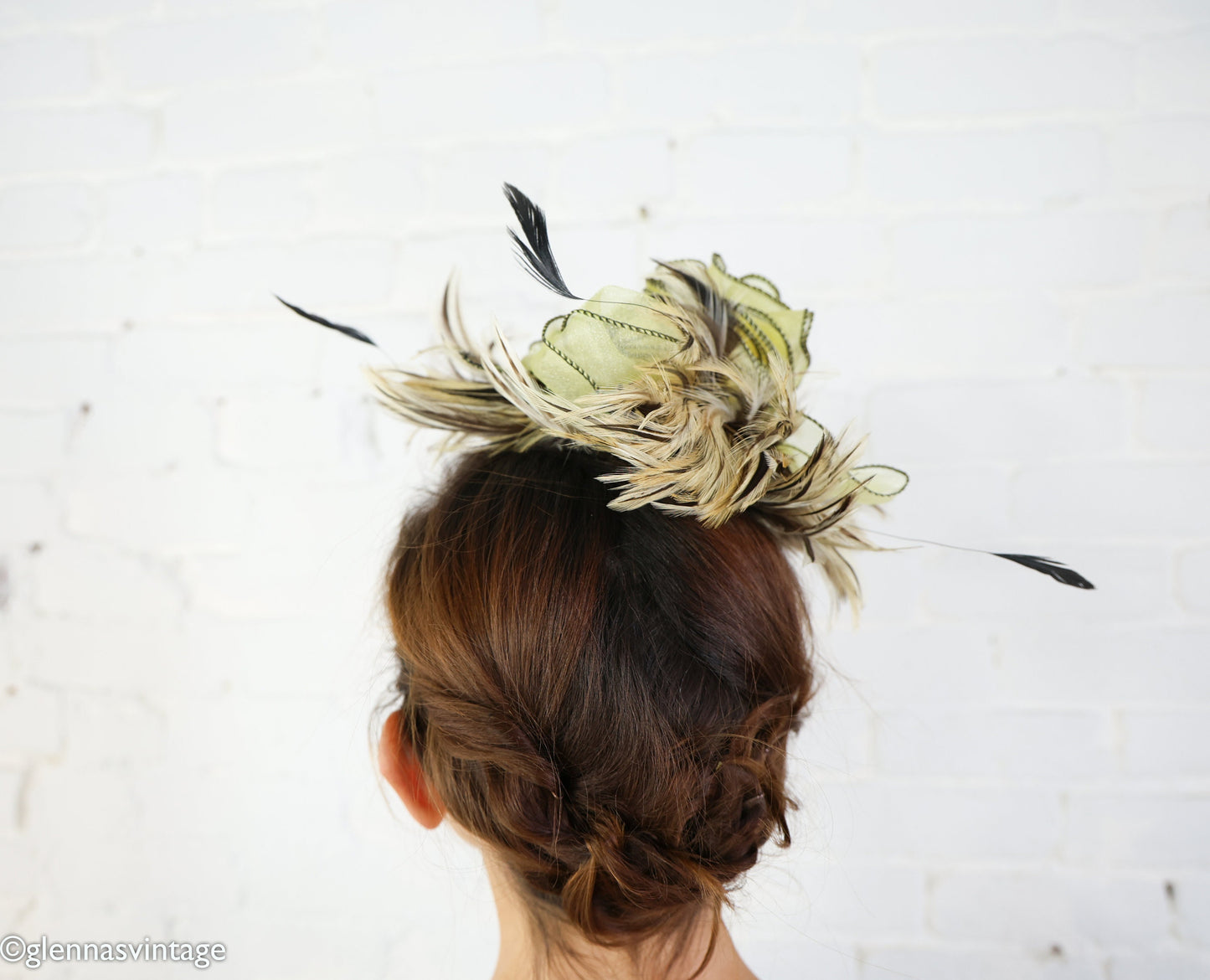 1990s Yellow Feather Fascinator Hat,  Avant Garde Occasion Wear