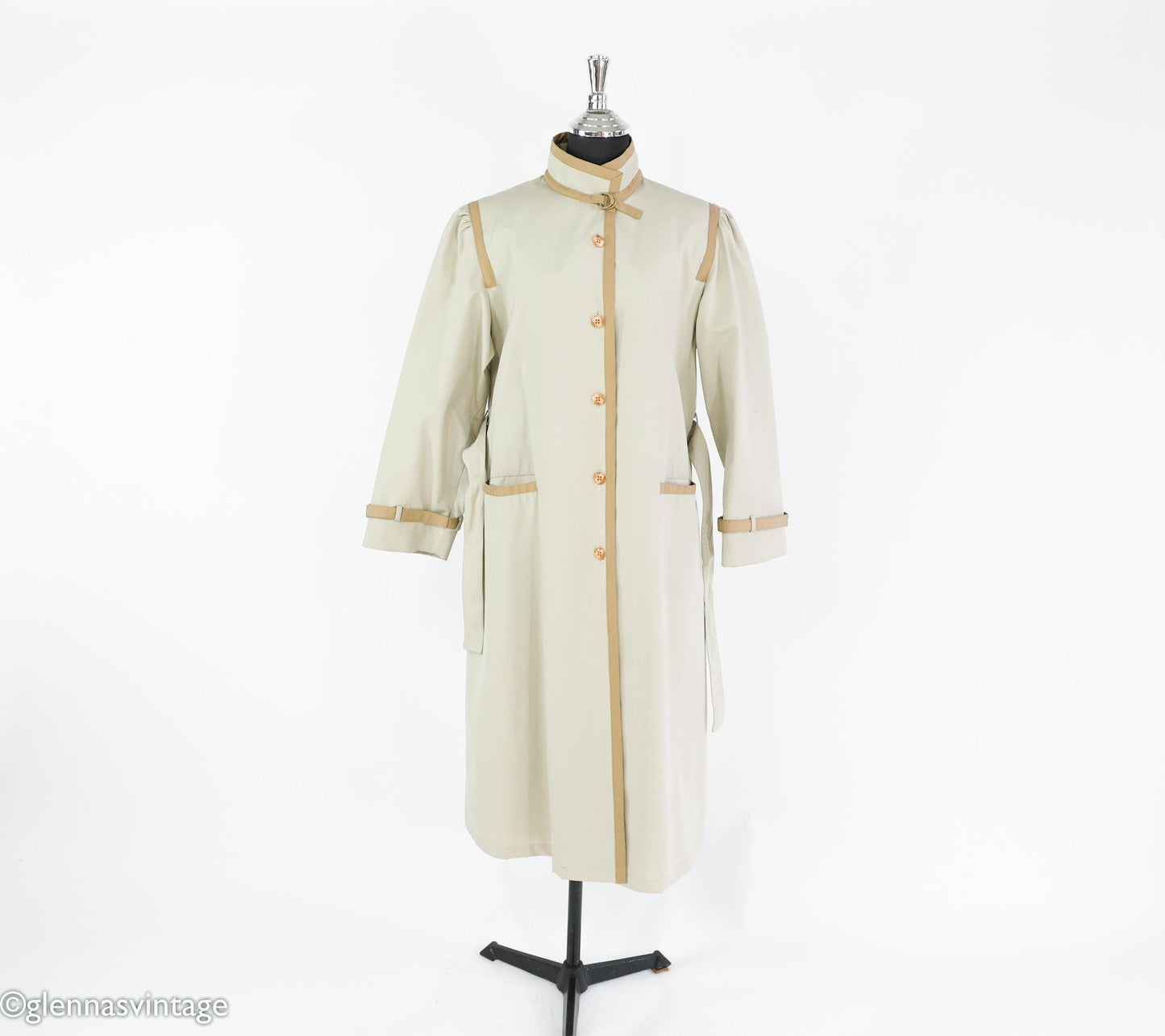 1970s Khaki Beige Trench Coat, 46" Bust