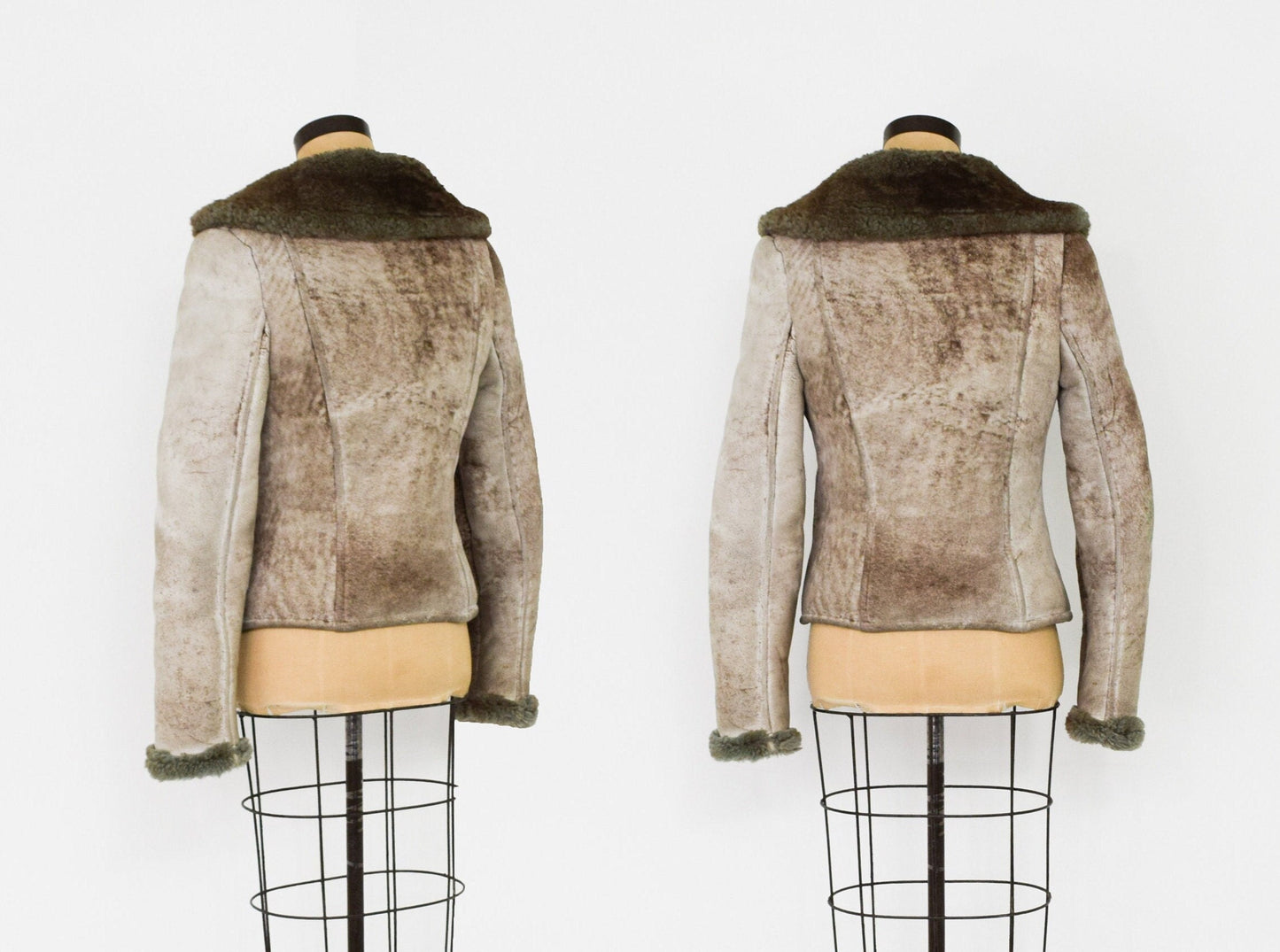 Vintage Shearling Coat with Hood, Women's Beige Suede Jacket, 1970s Style