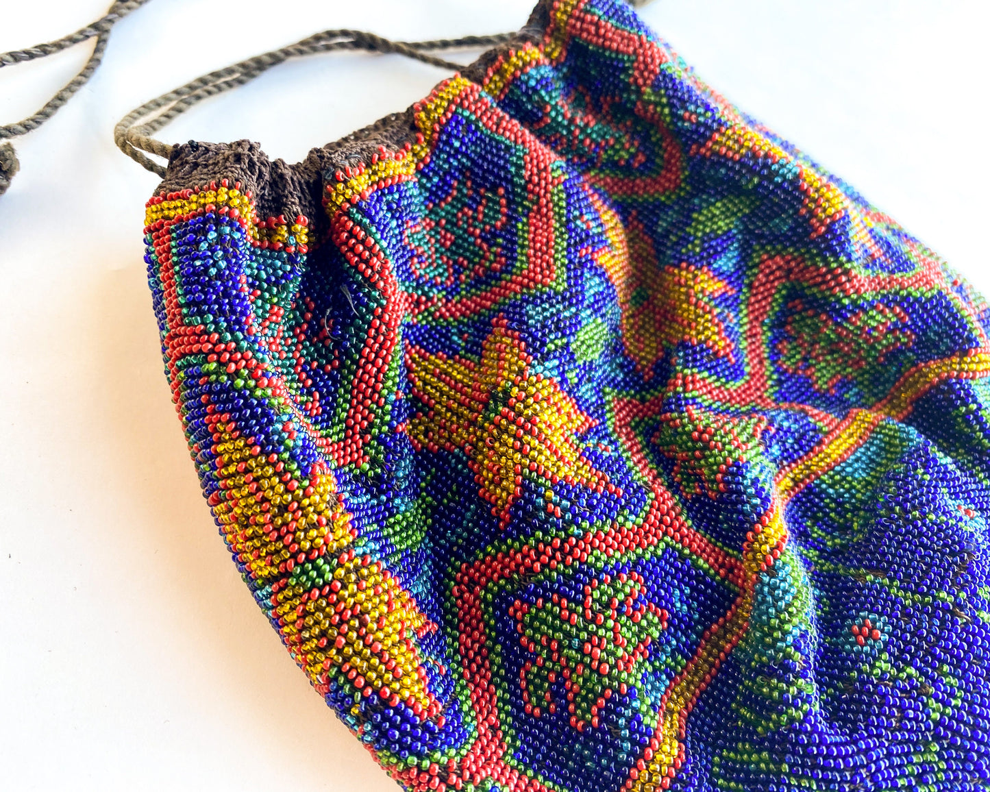 1900s Blue Floral Beaded Bags | Turn of the Century Glass Beaded Evening Bags