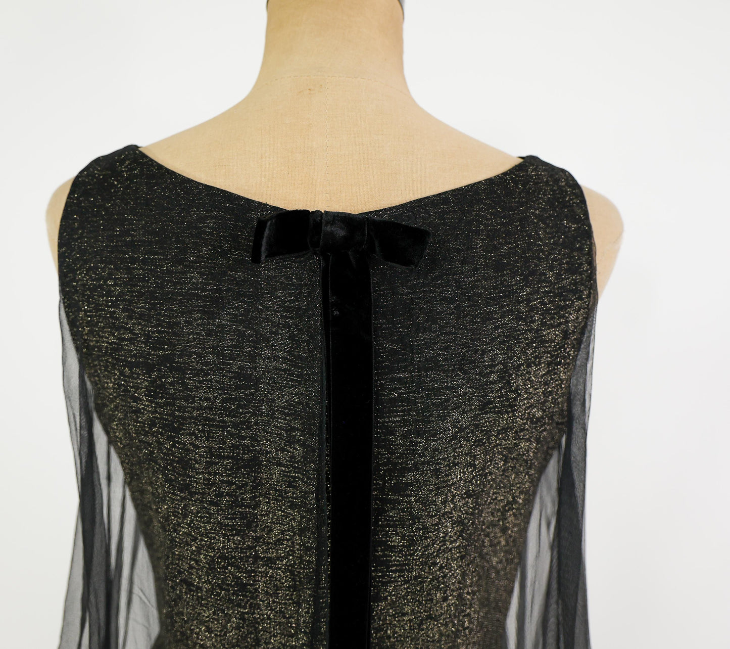 1960s Metallic Gold Black Dress