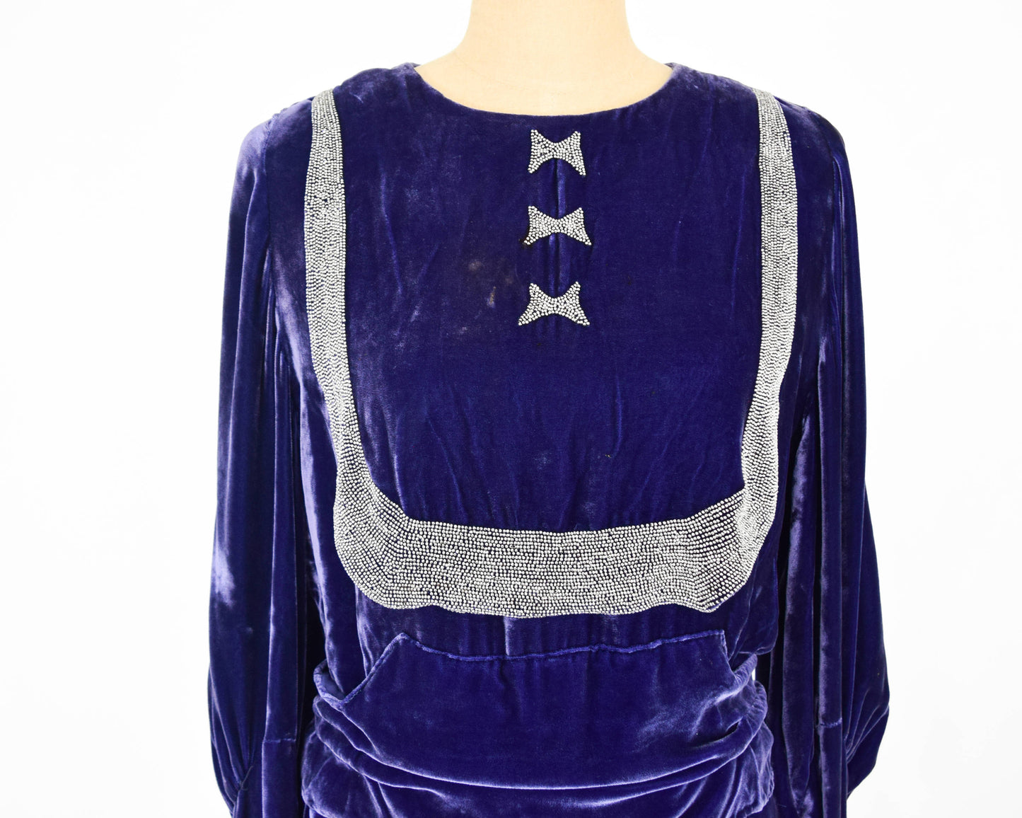 1900s Purple Silk Velvet Gown | Purple Beaded Evening Gown | Turn of the Century  | Downton Abbey | Medium Large