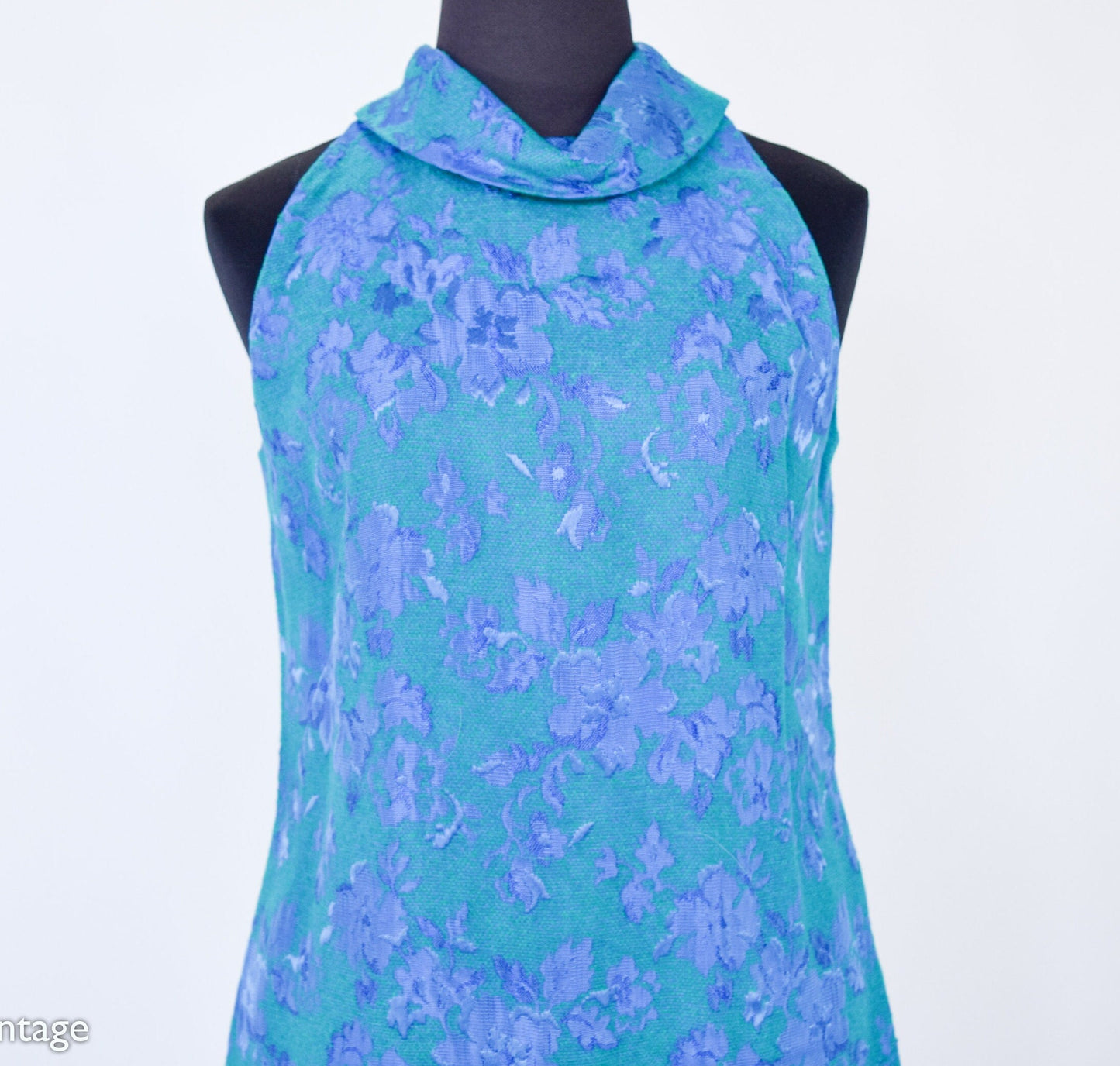 1960s Blue Brocade Coat Dress Set | 60s Turquoise Blue & Lavender Floral Brocade Dress Set | Jackie O | Small