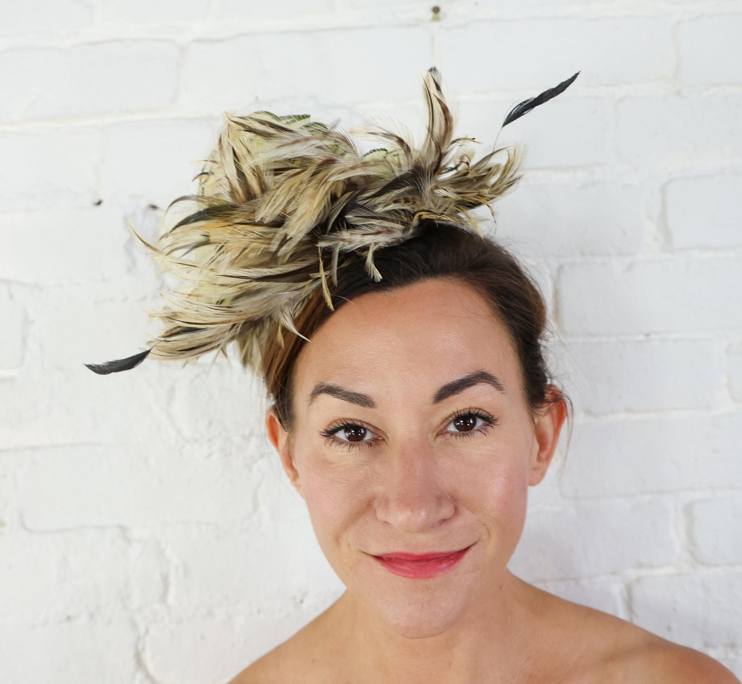 1990s Yellow Feather Fascinator Hat,  Avant Garde Occasion Wear