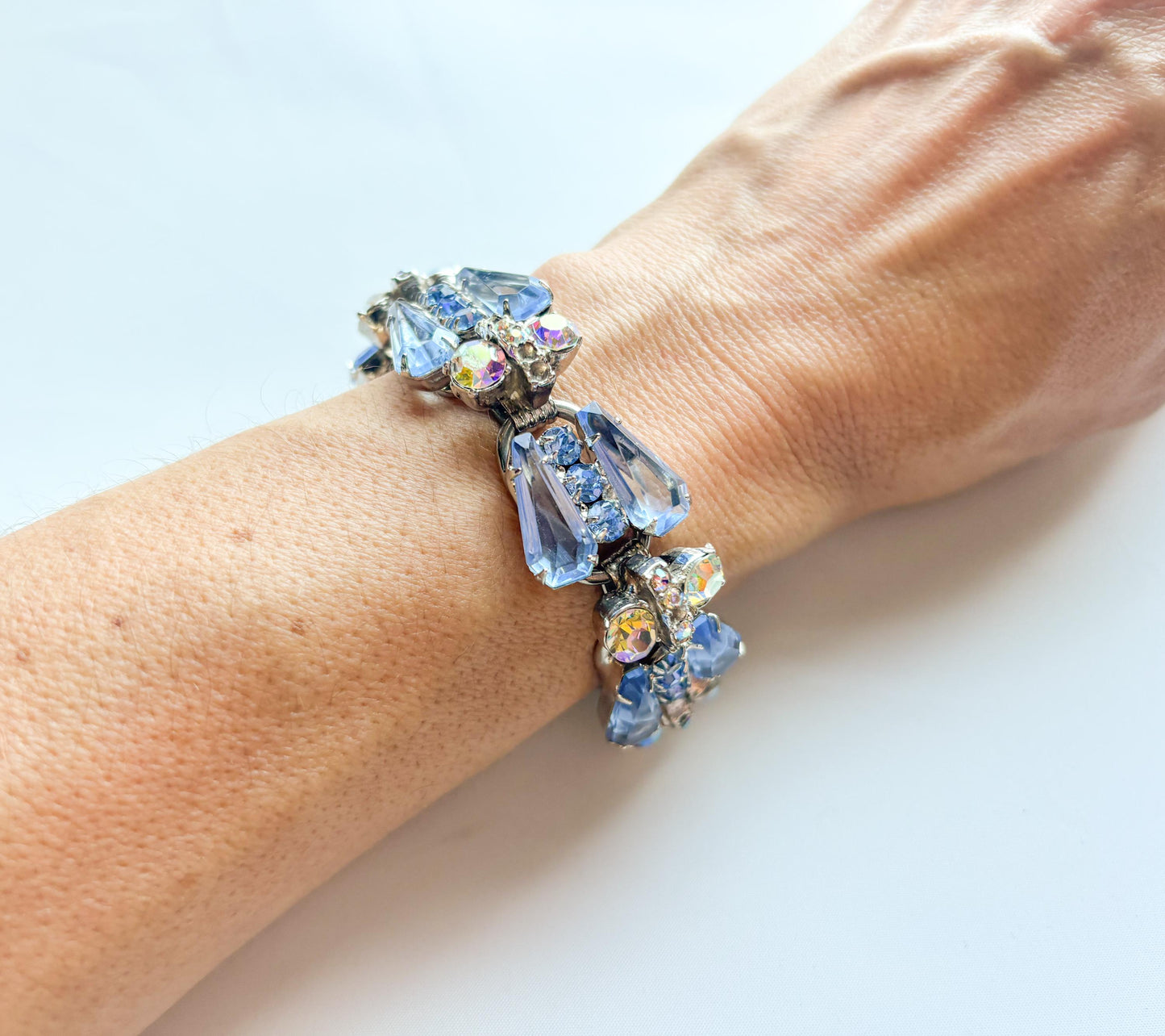 1960s Blue Rhinestone Bracelet | Evening Bracelet