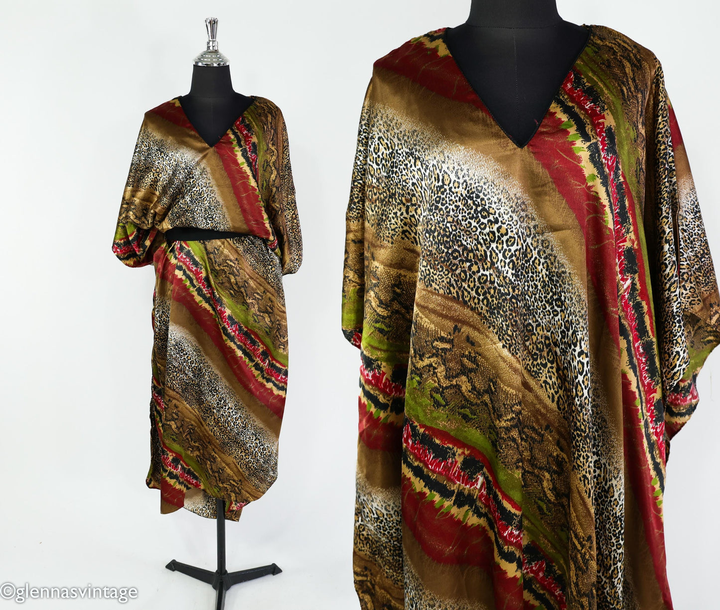 1990s Leopard Print Caftan | Vintage Plus Size Loungewear