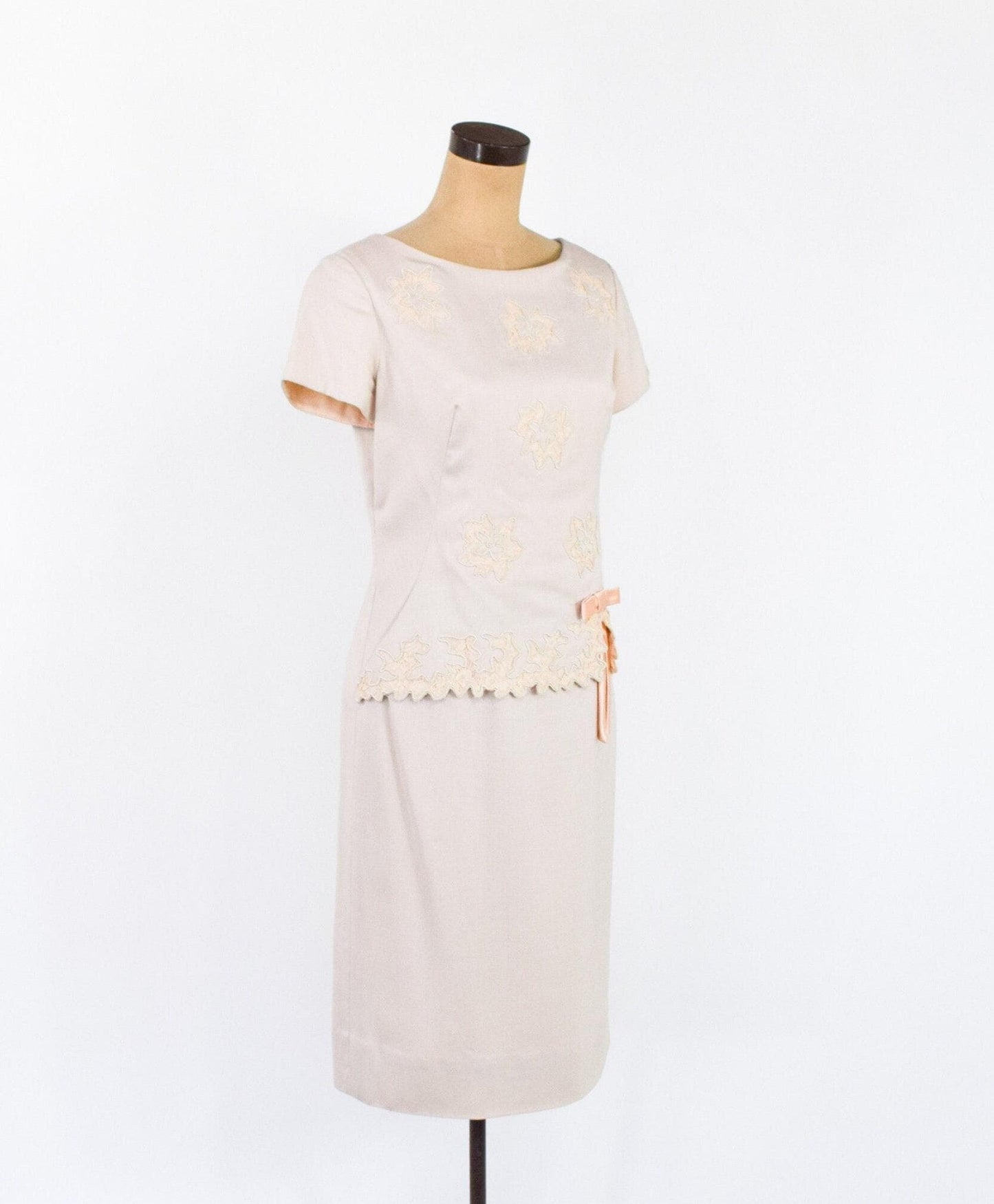 1950s Beige Linen Day Dress, Medium