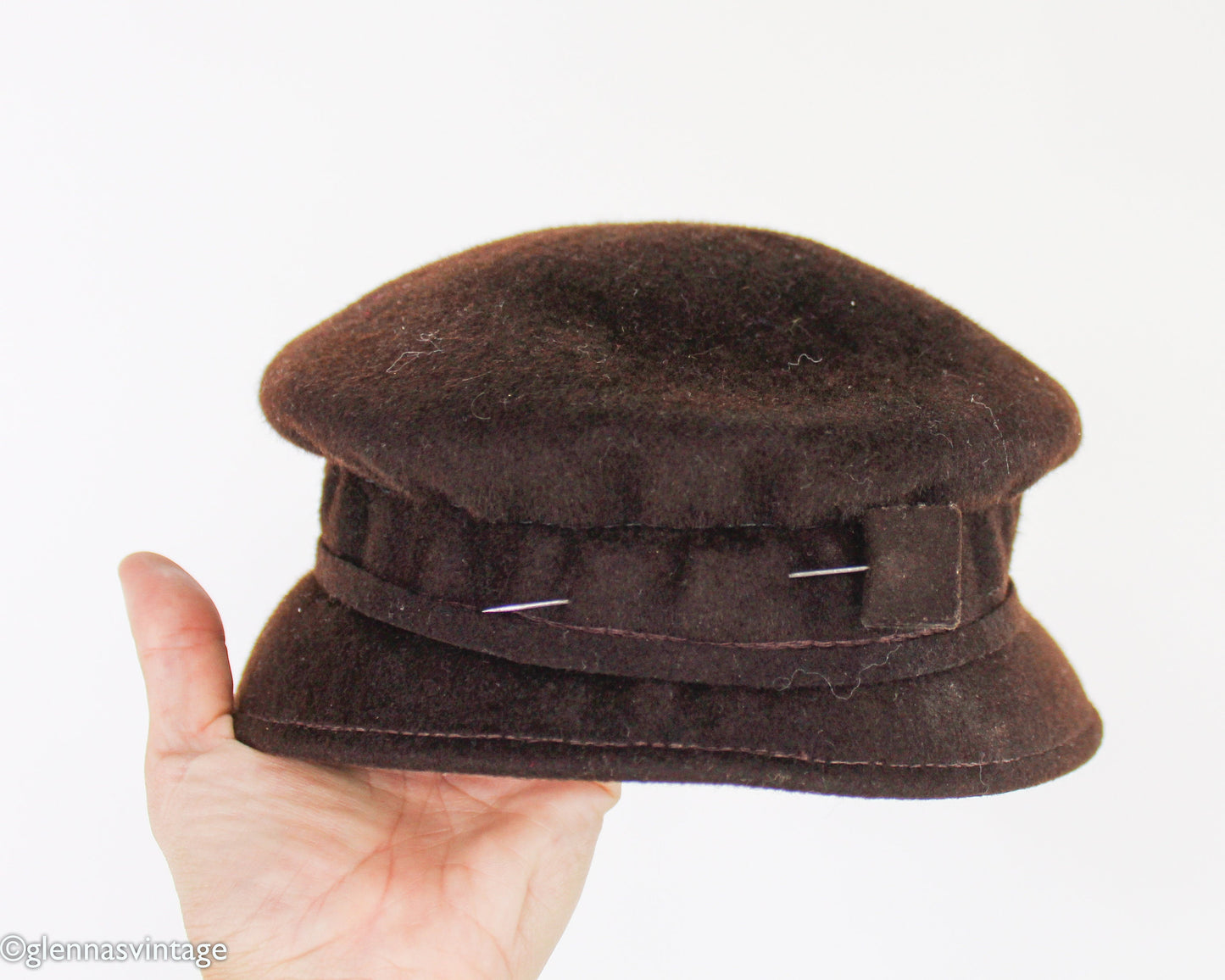 1950s Brown Bow Hat | 50s Brown Wool Felt Hat | Henry Pollak