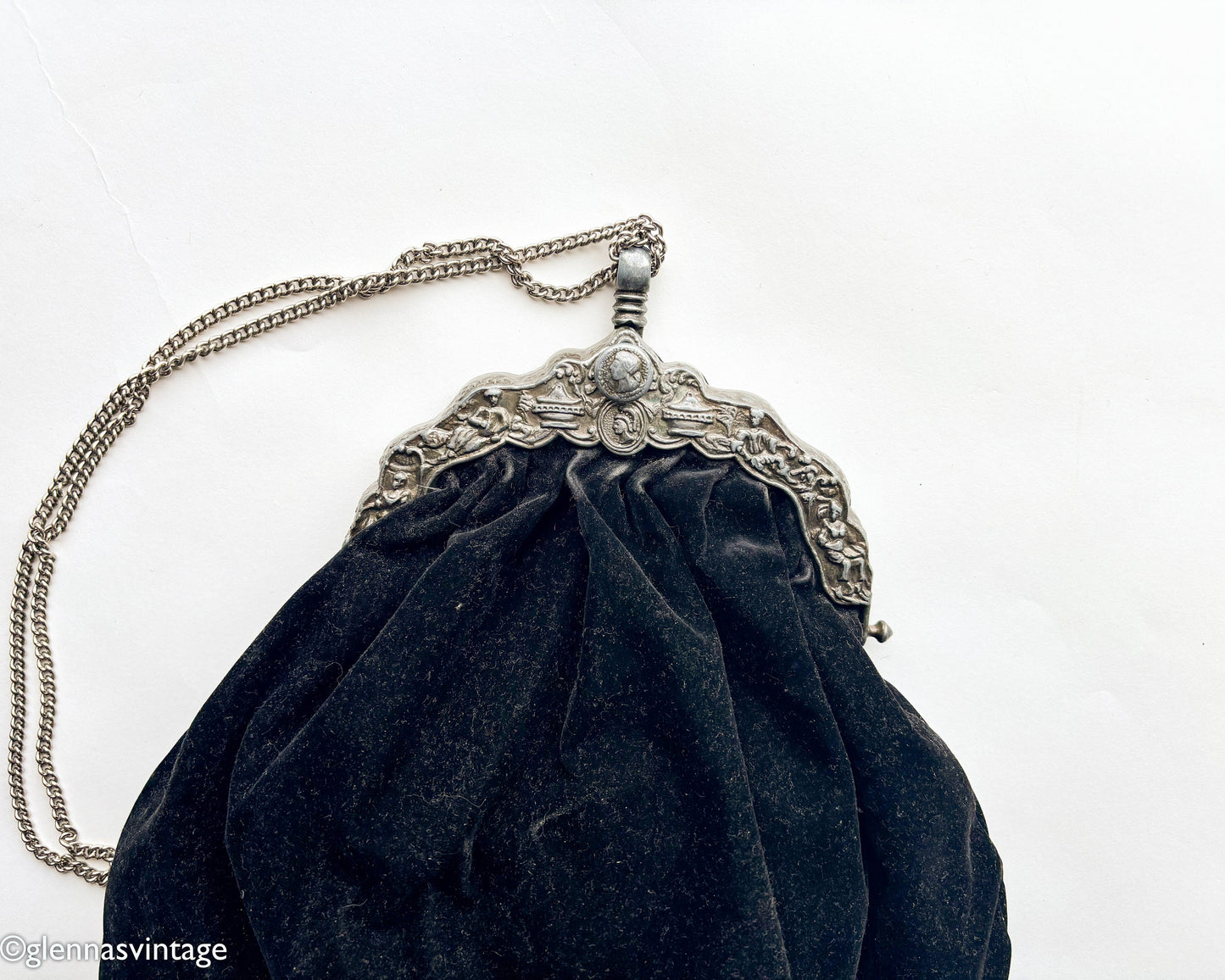 1940s Black Evening Bag | Black Cotton Velvet Handbag | MWG