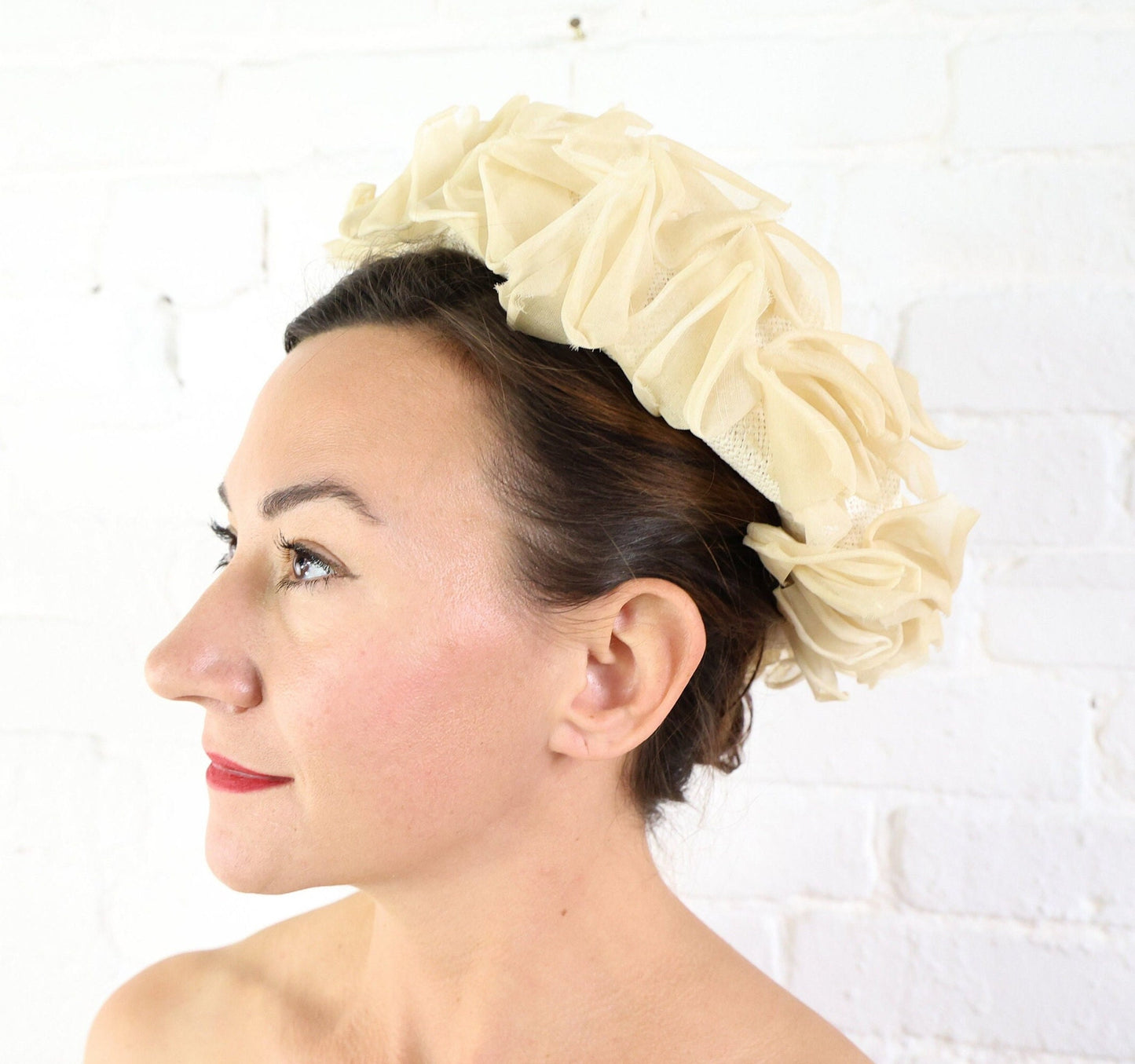 1950s Creme Straw Brim Hat