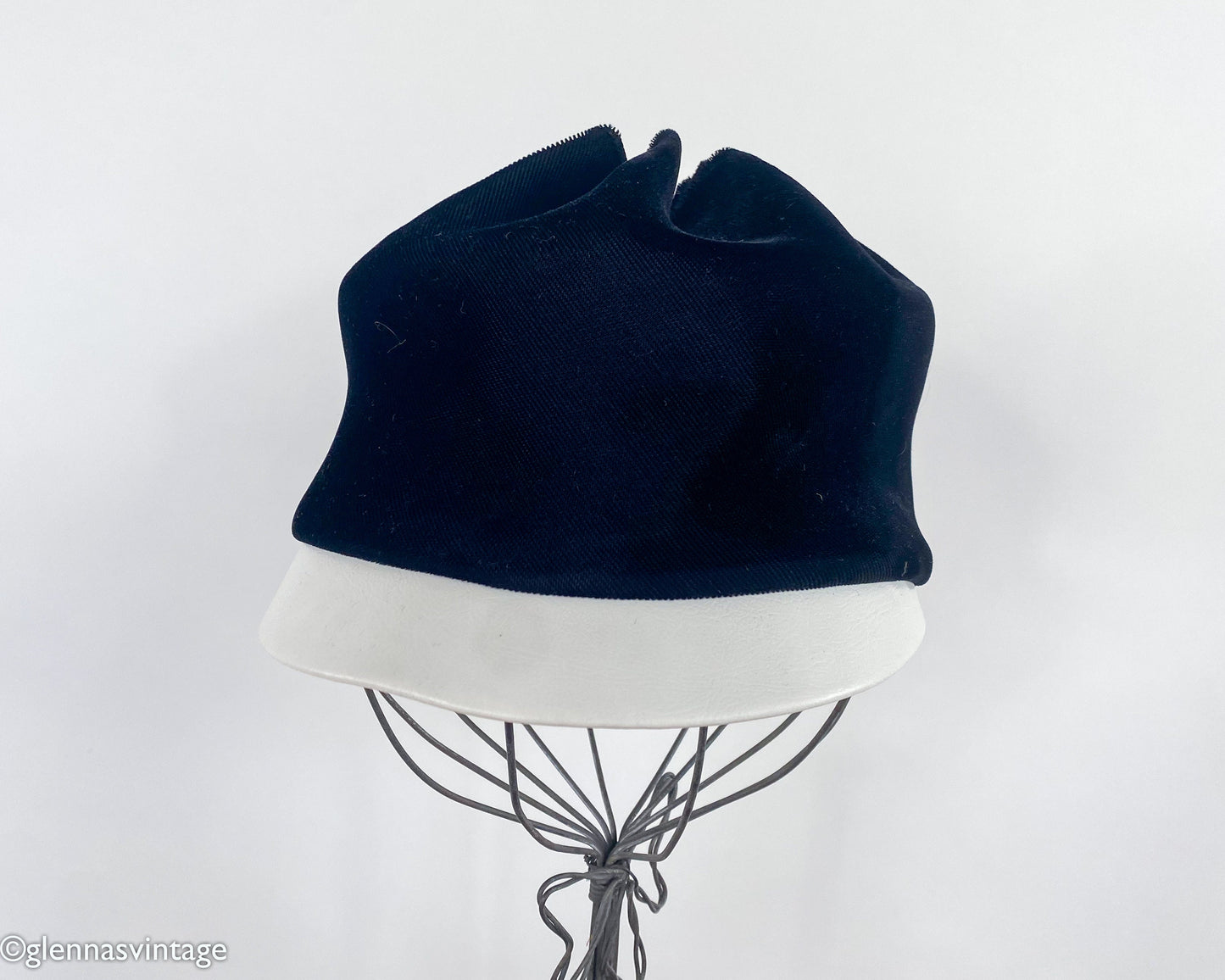 1960s Black Velvet High Crown Hat