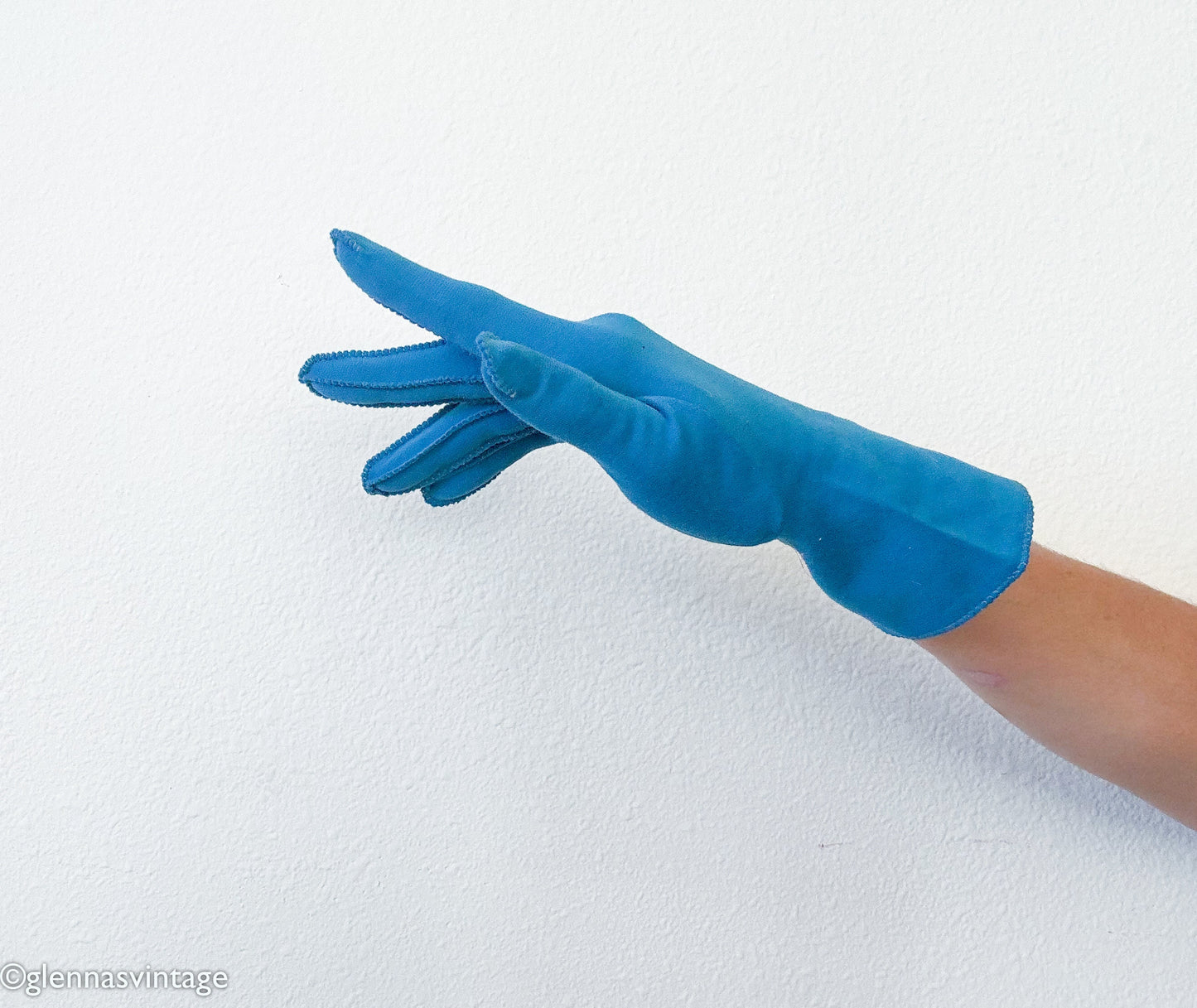 1950s Blue Aqua Gloves, Small