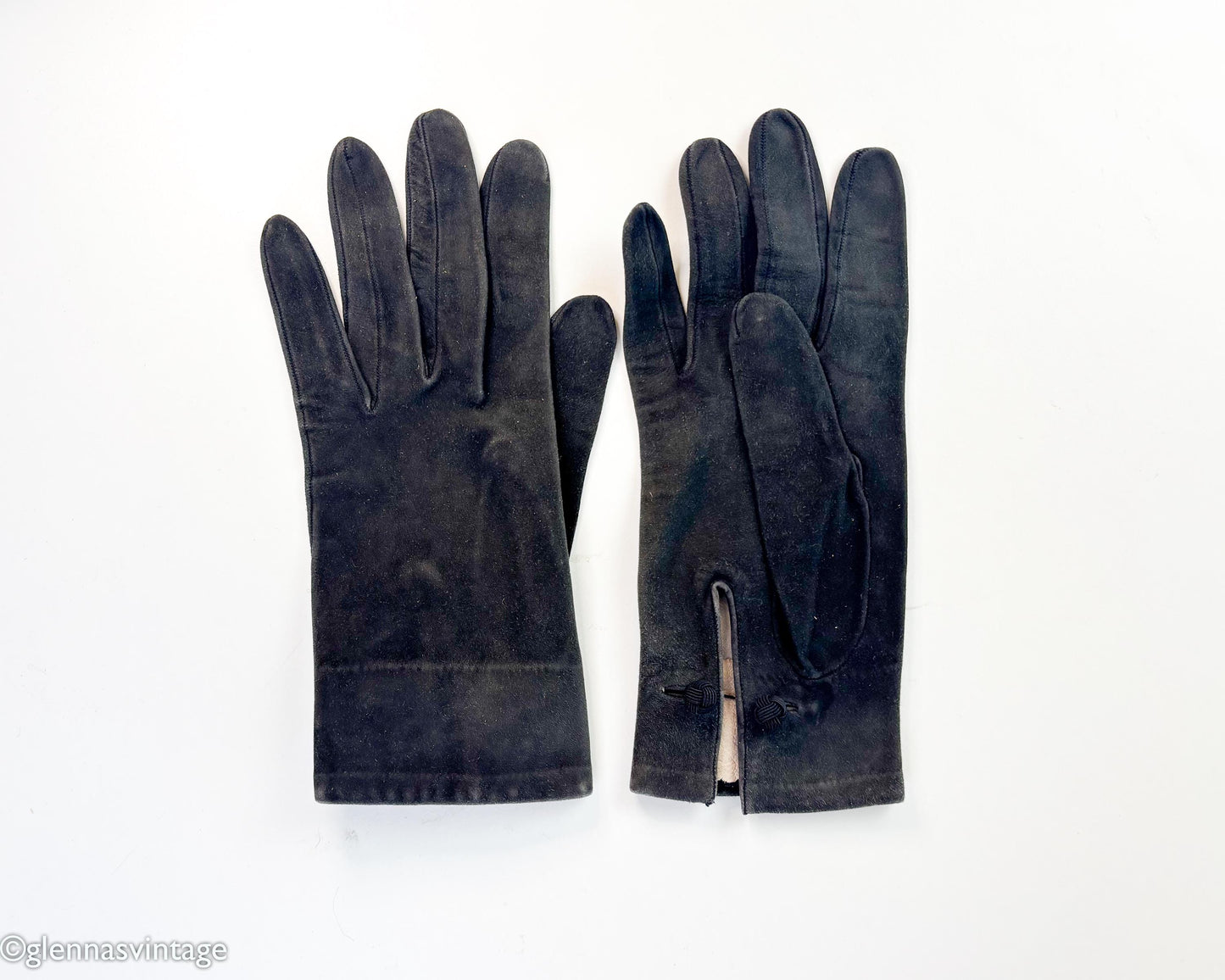 Hermès Black Suede Gloves, Size 7
