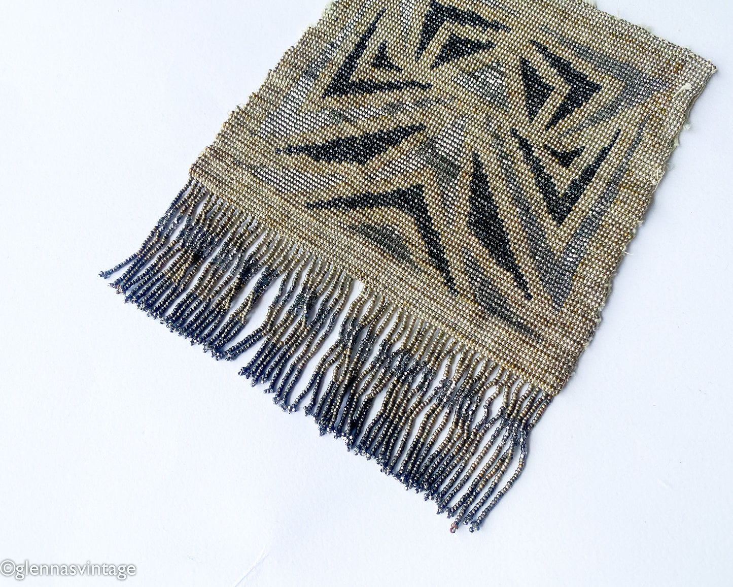 1900s Art Deco MicroBeaded Evening Bag | Unfinished Beaded Fringe Purse