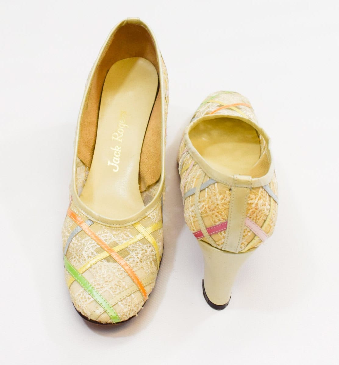 1960s Pastel Plaid Pumps by Jack Rogers, Size 7 Narrow