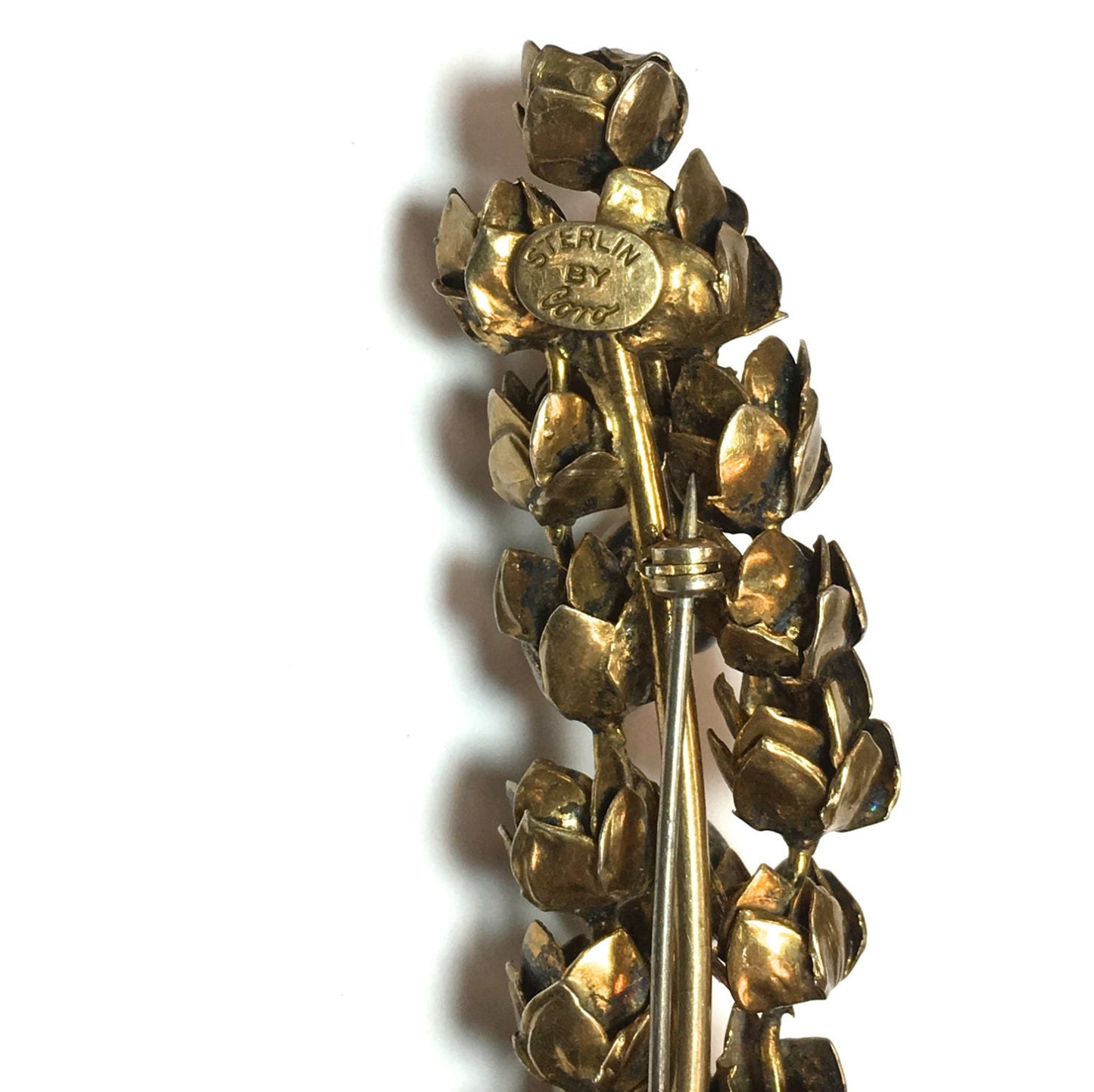 Coro | 1940s Gold Flower Spray  Brooch | 40s Pearl Flower Sterling Brooch | Coro