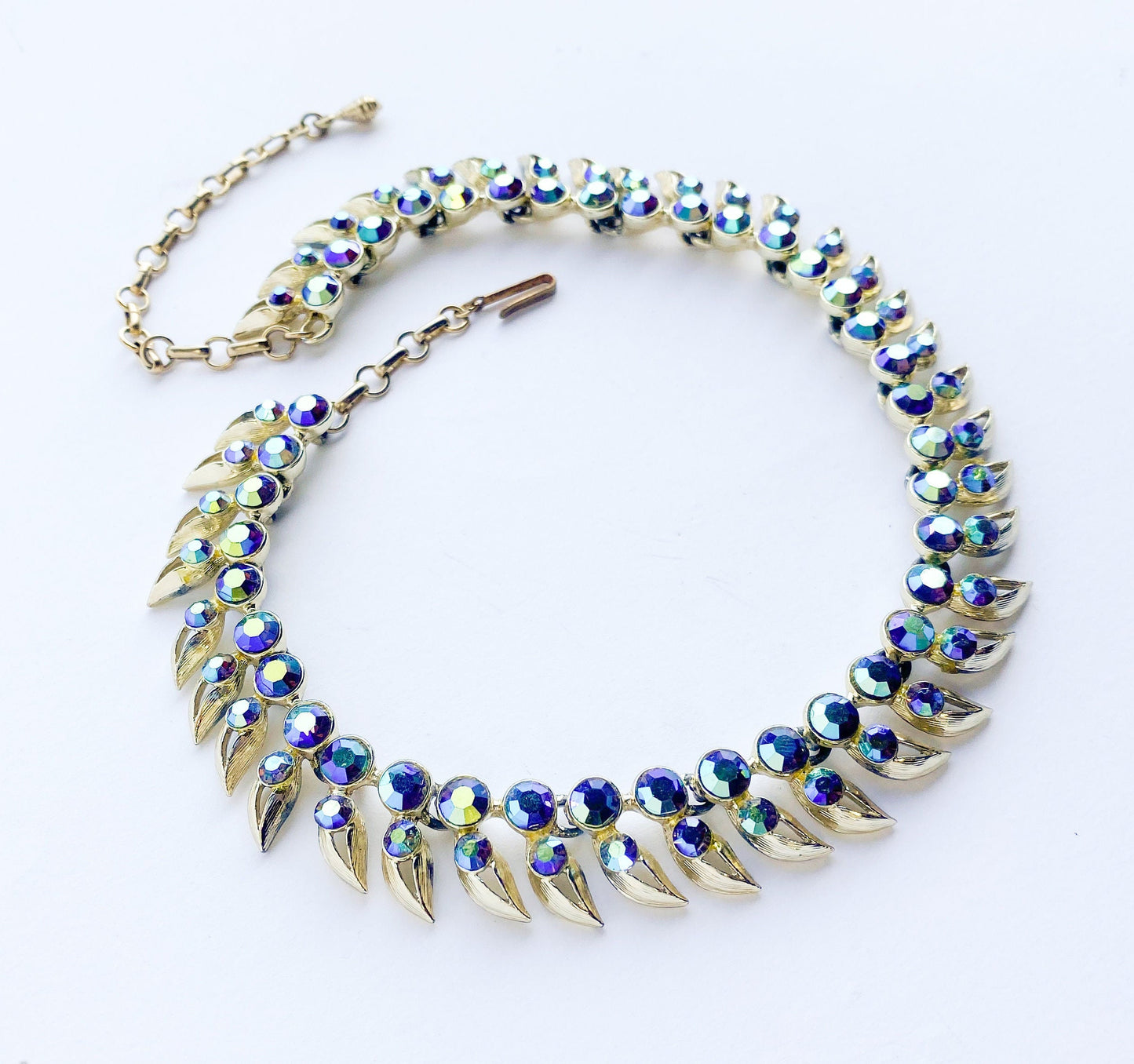Kramer | 1950s Rhinestone Necklace | 50s Aurora Borealis Necklace | Kramer