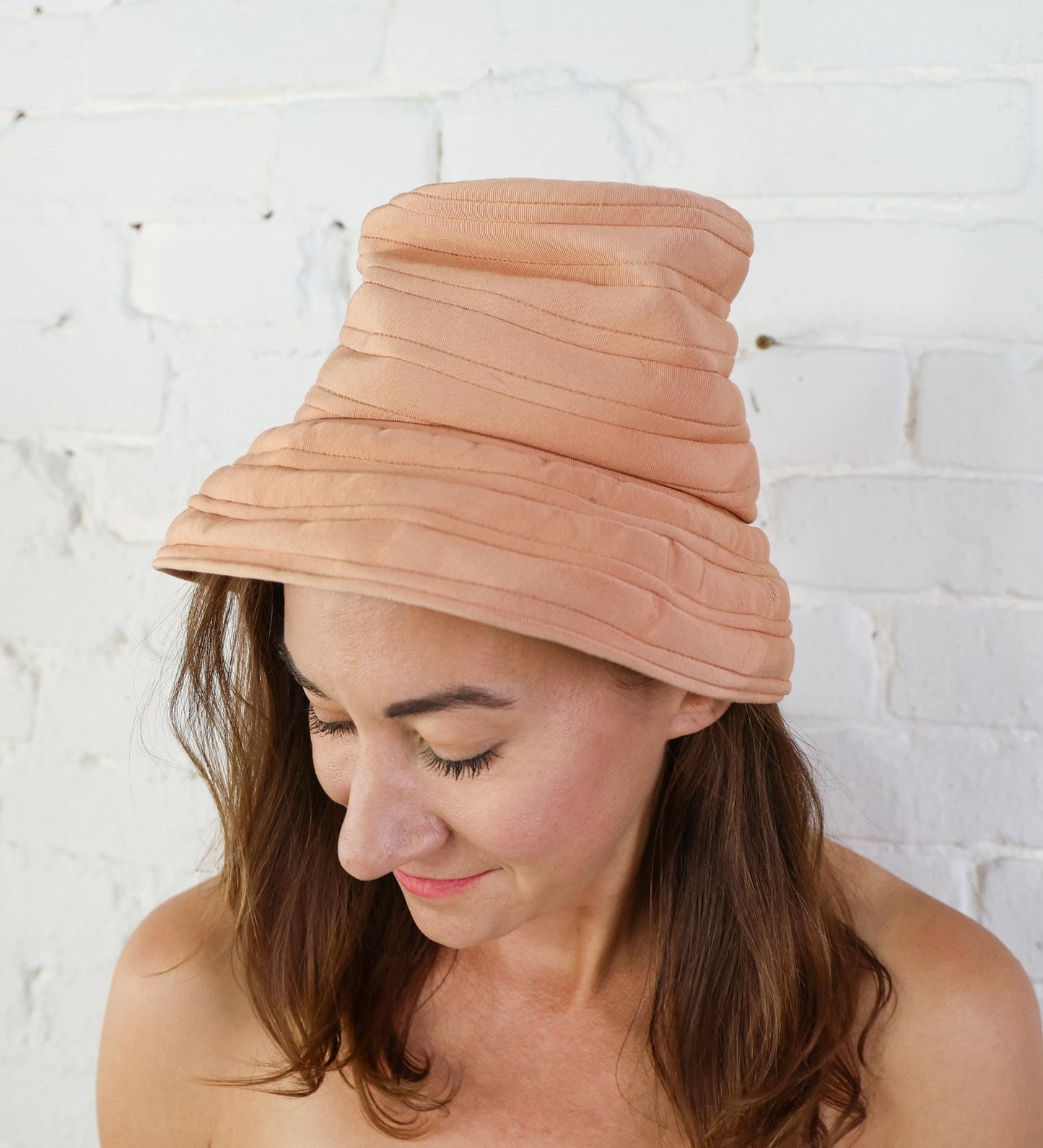 1940s Taupe High Crown Hat