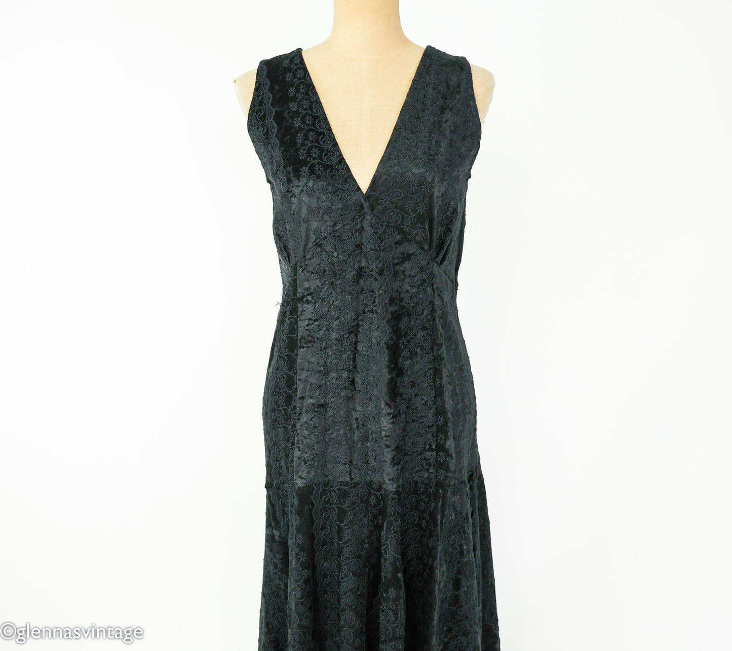 1980s does 1930s Style Velvet Maxi Dress, Medium