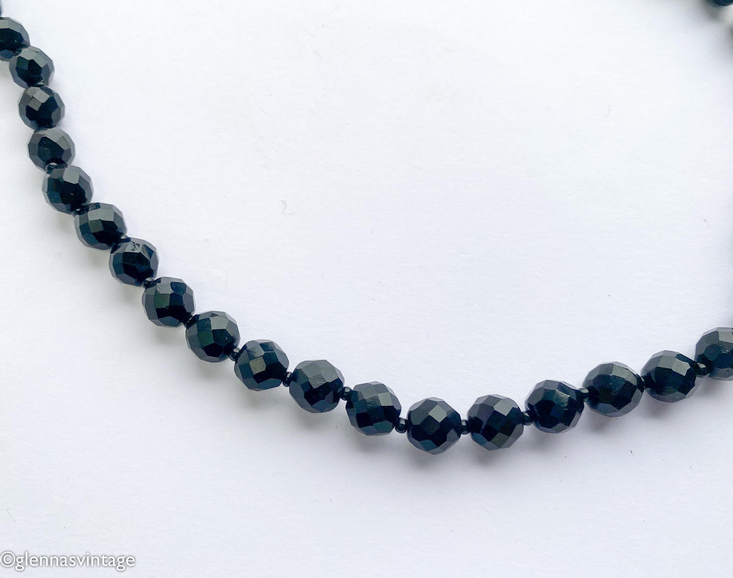 Vintage Miriam Haskell Black Crystal Bead Necklace, 1950s