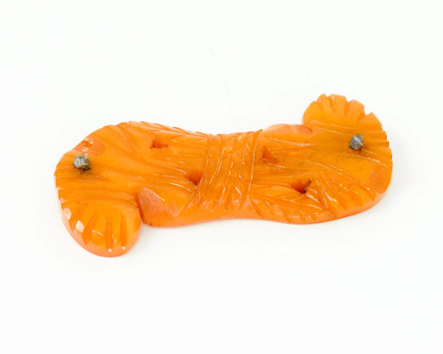 1940s Vintage Butterscotch Carved Bakelite Buckle | Sash Clasp