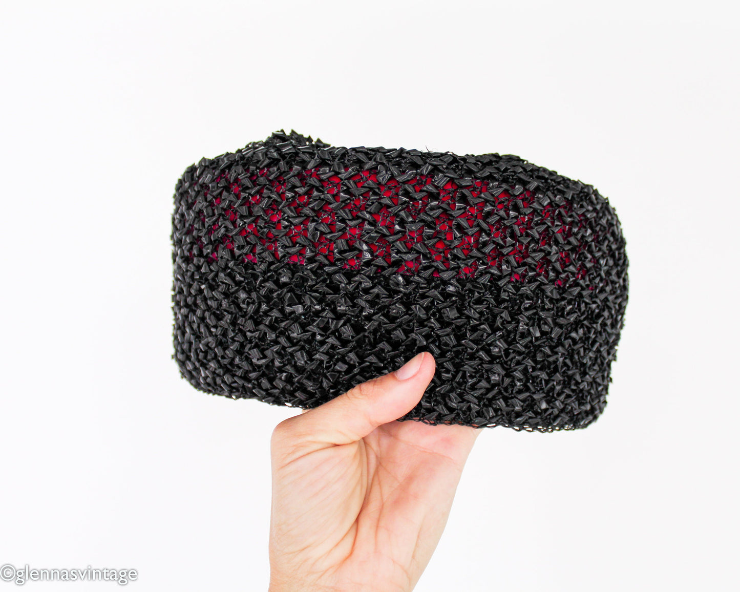 1960s Black Raffia Bubble Hat | Vintage Mod Style