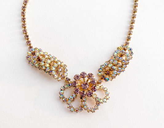 1950s Rhinestone Evening Necklace l 50s Rhinestone Choker