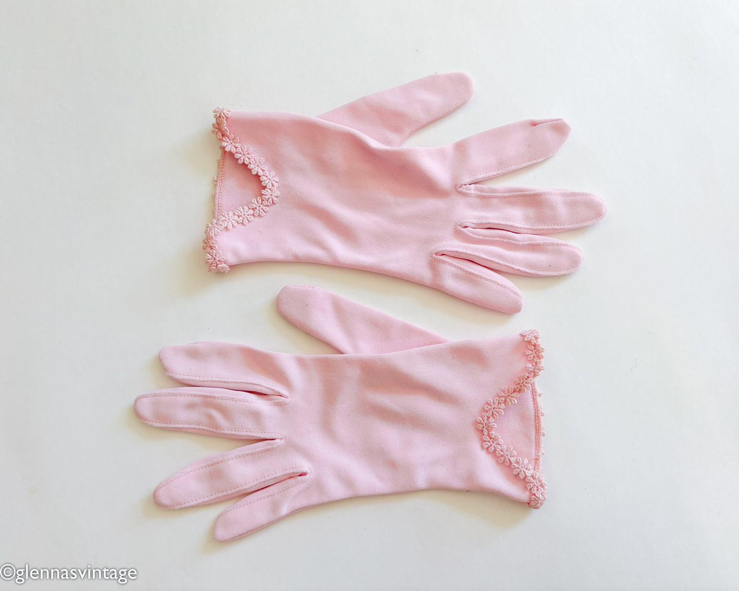 1950s Short Pink Floral Gloves