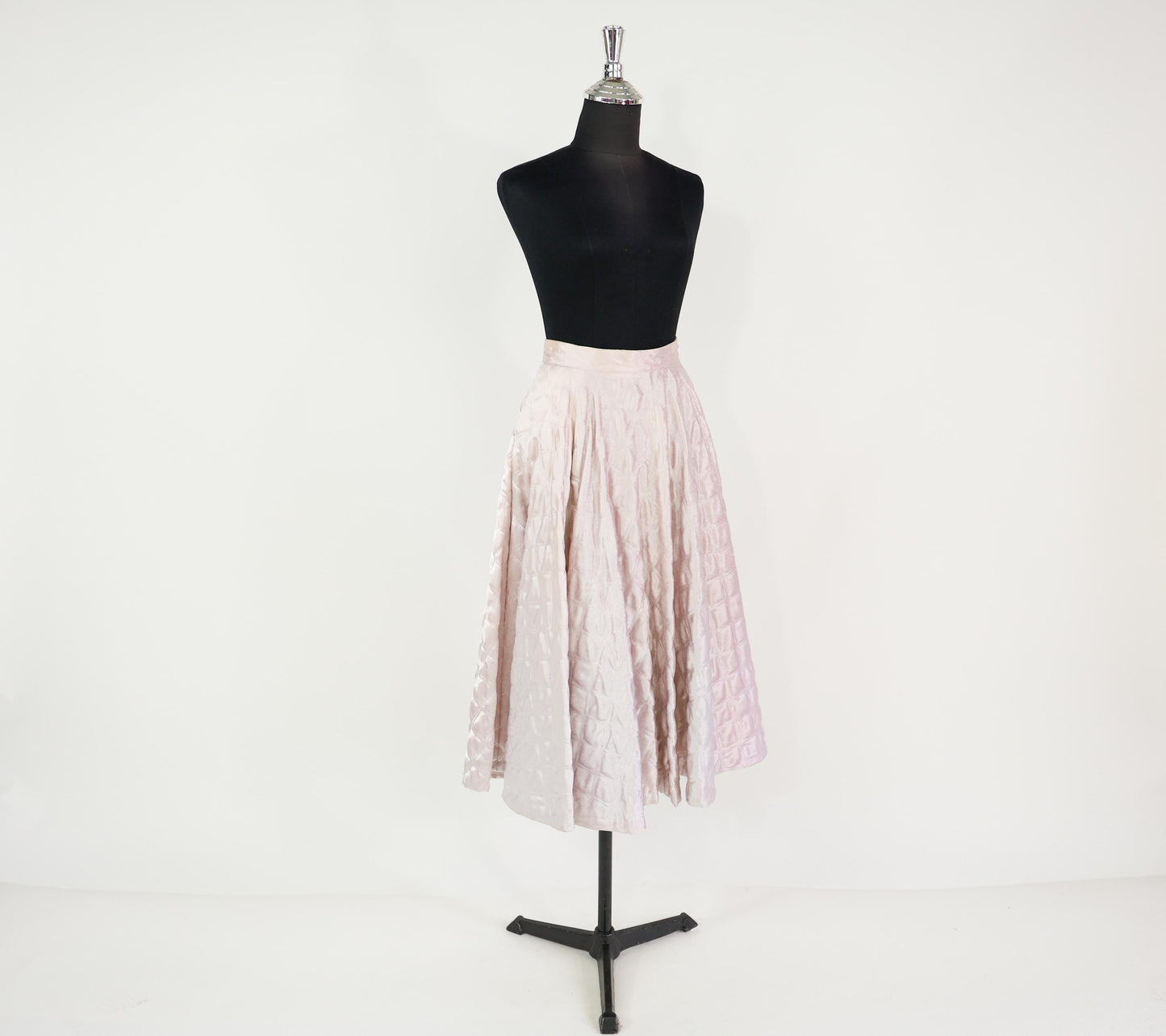 1950s Pale Pink Quilted Circle Skirt, Small