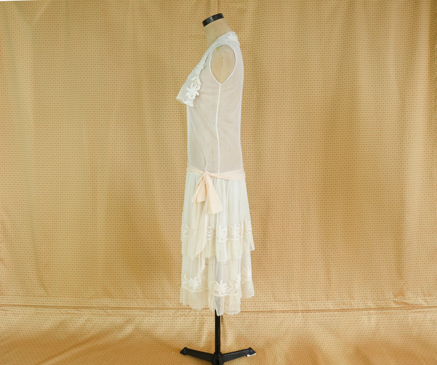 1910s Ivory Tulle Wedding Dress, Extra Small