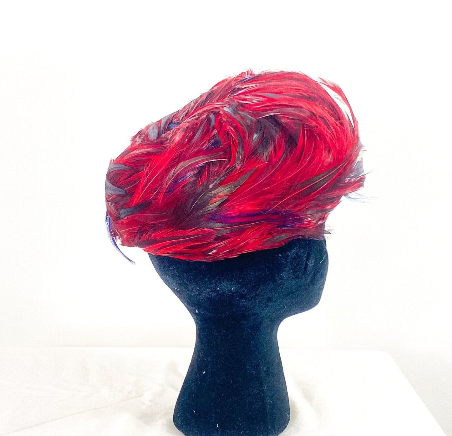 1950s Red Feather Saucer Hat
