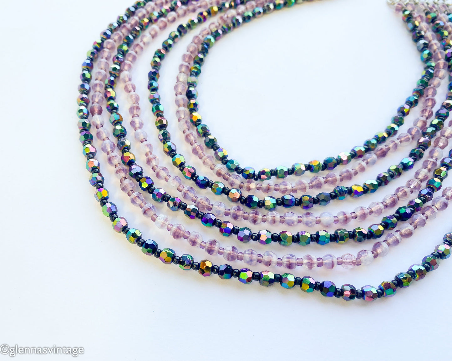 1950s Lavender Purple Crystal Glass Necklace, made in West Germany