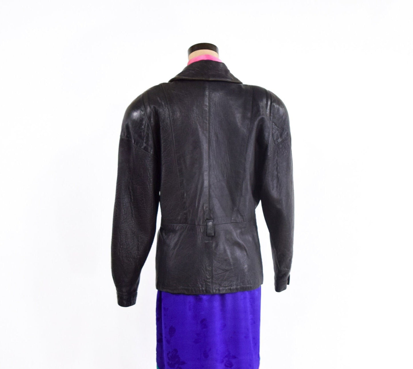 1980s Black Leather Jacket | 80s Black Leather Belted Jacket | Melanzona | Medium