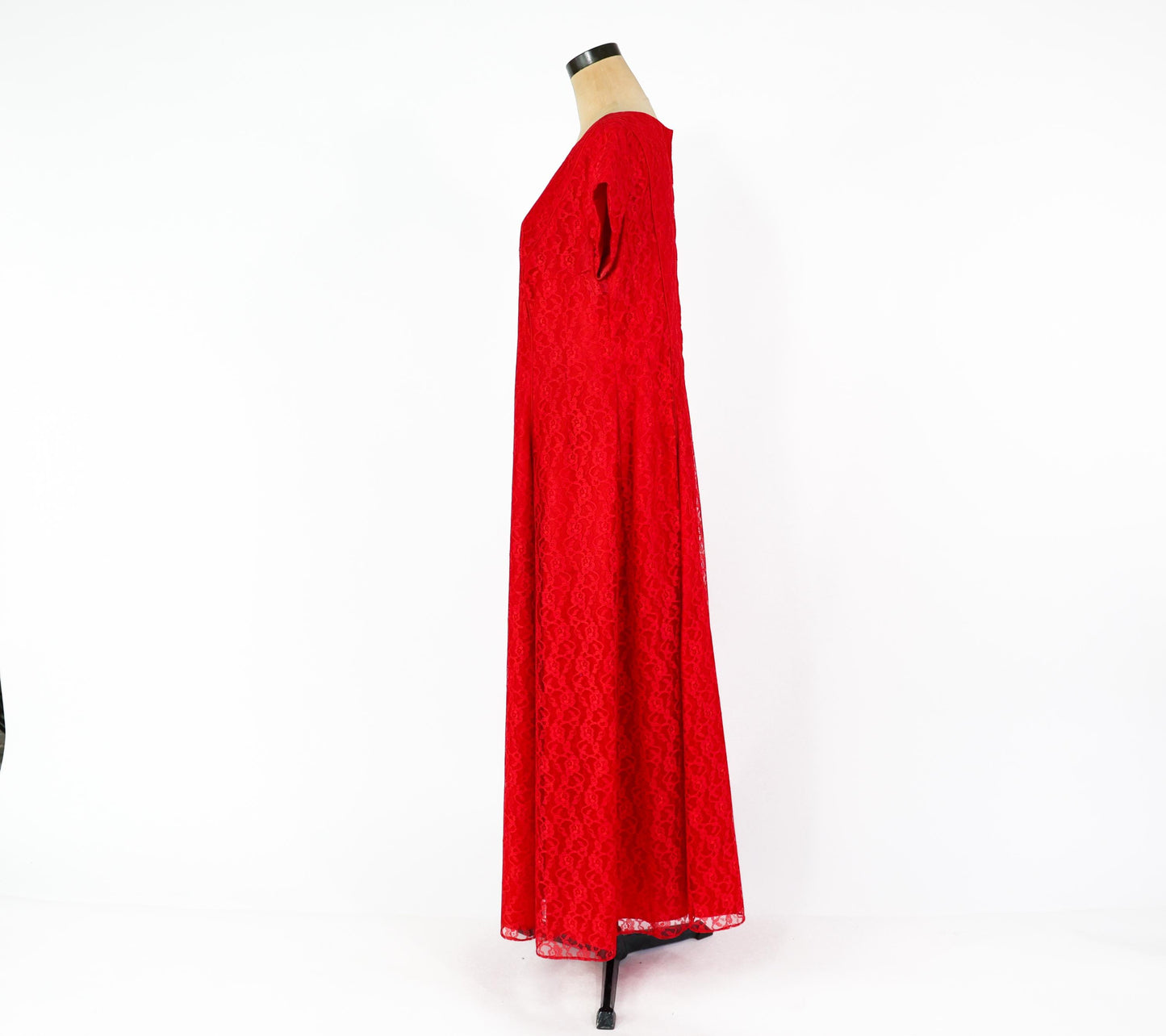 1960s Red Lace Maxi Dress, Extra Large