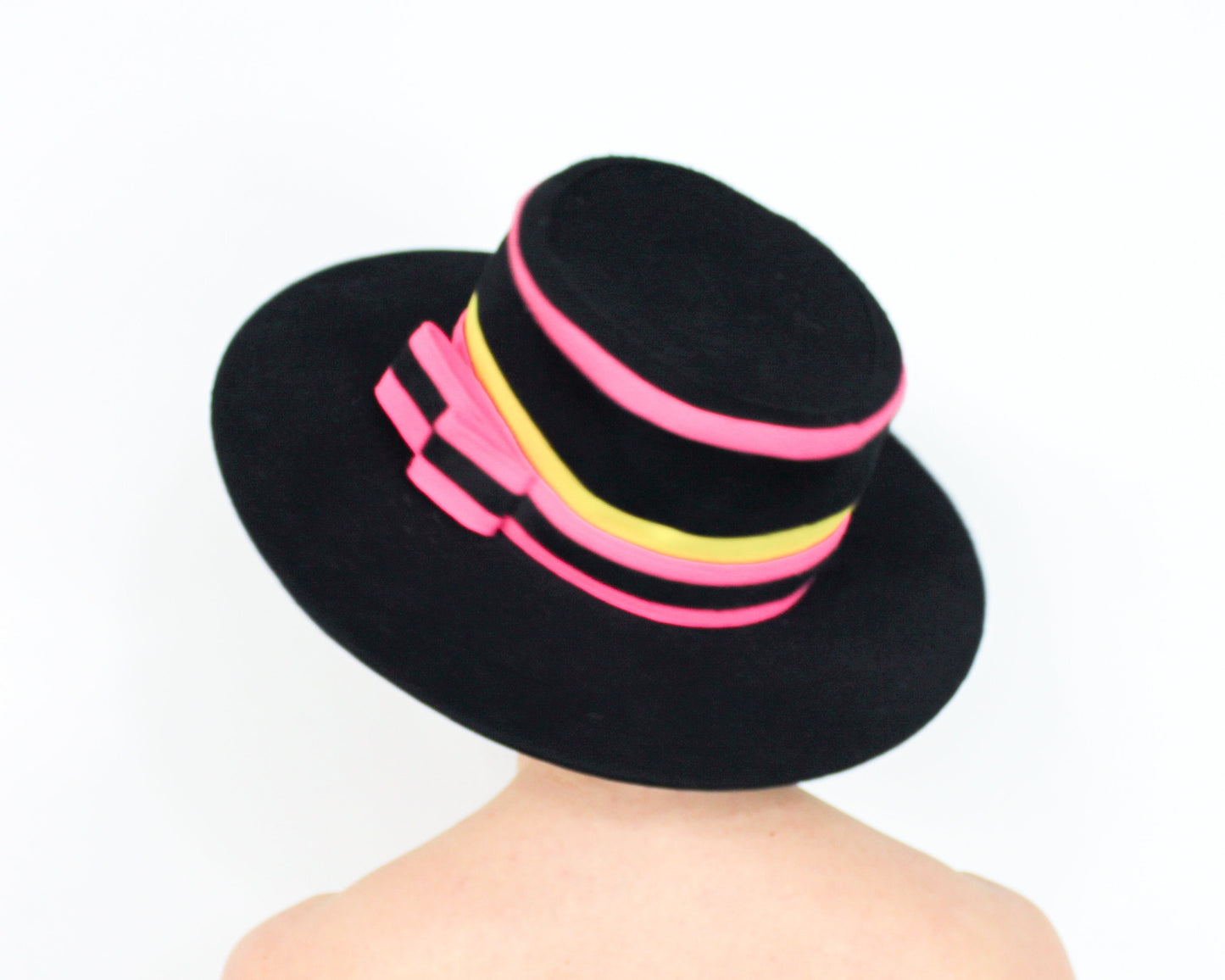 1980s Mr. Blackwell Pink Stripe Wool Hat
