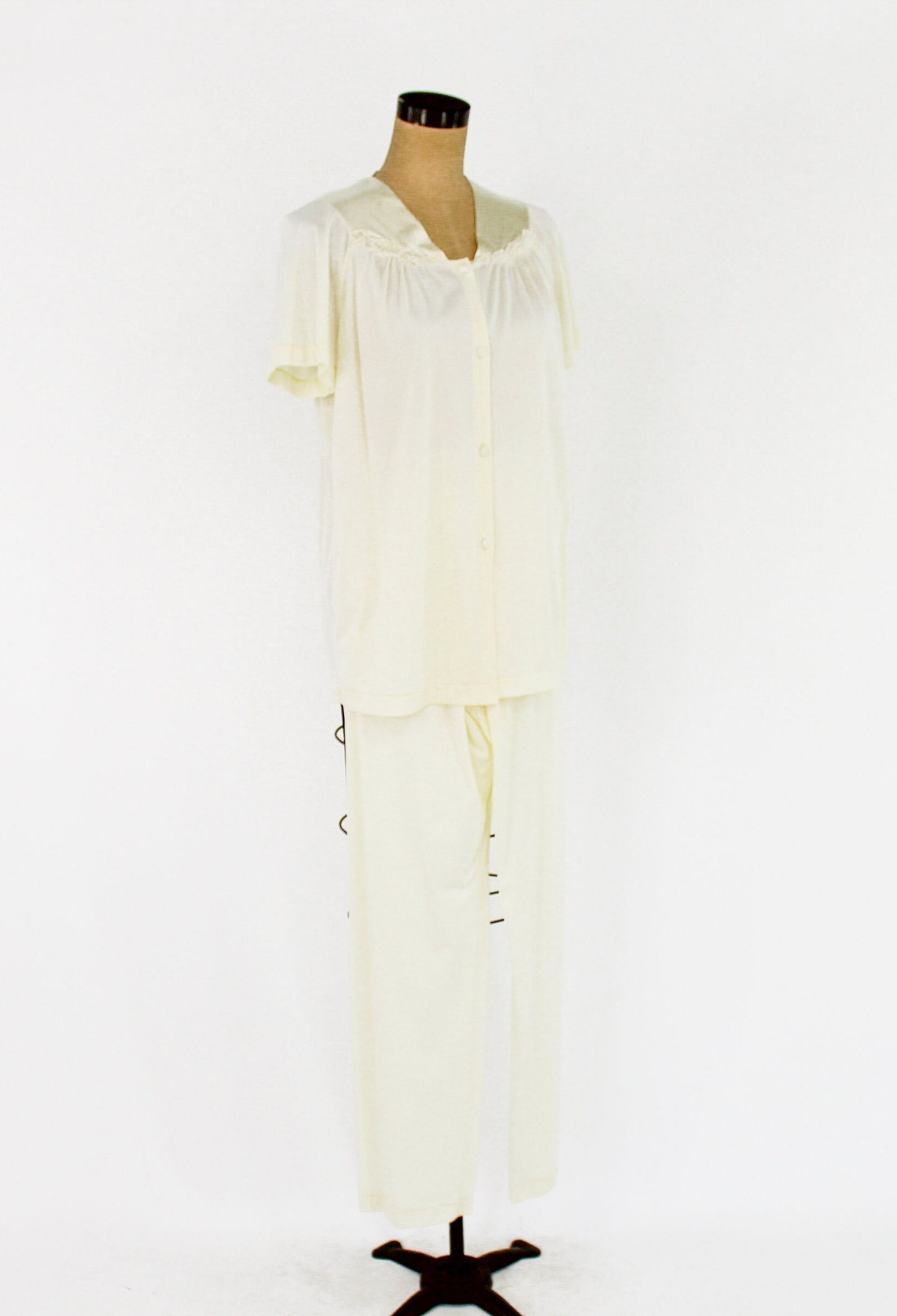 1950s Yellow Nylon Pajama Set, Vanity Fair, Small
