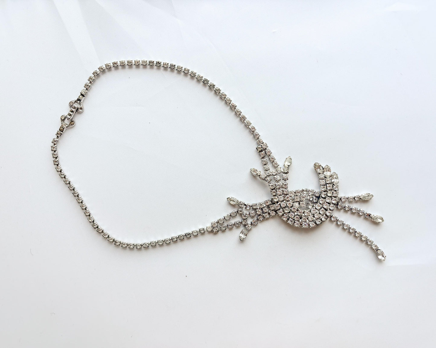 1940s Rhinestone Necklace | Starburst Rhinestone Pendant