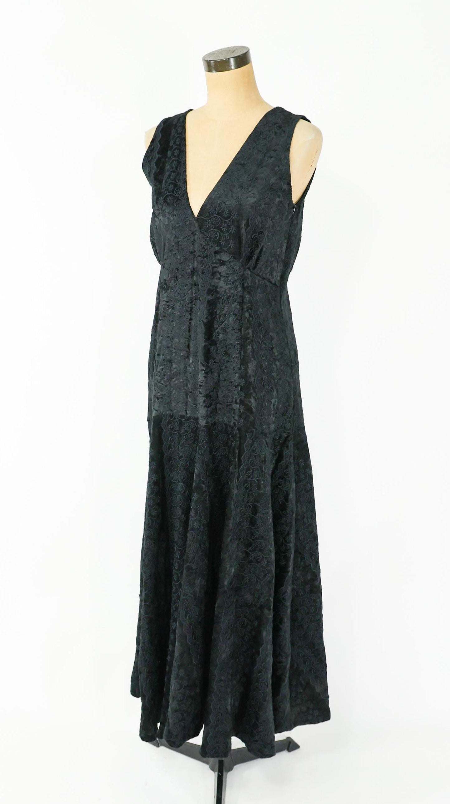 1980s does 1930s Style Velvet Maxi Dress, Medium