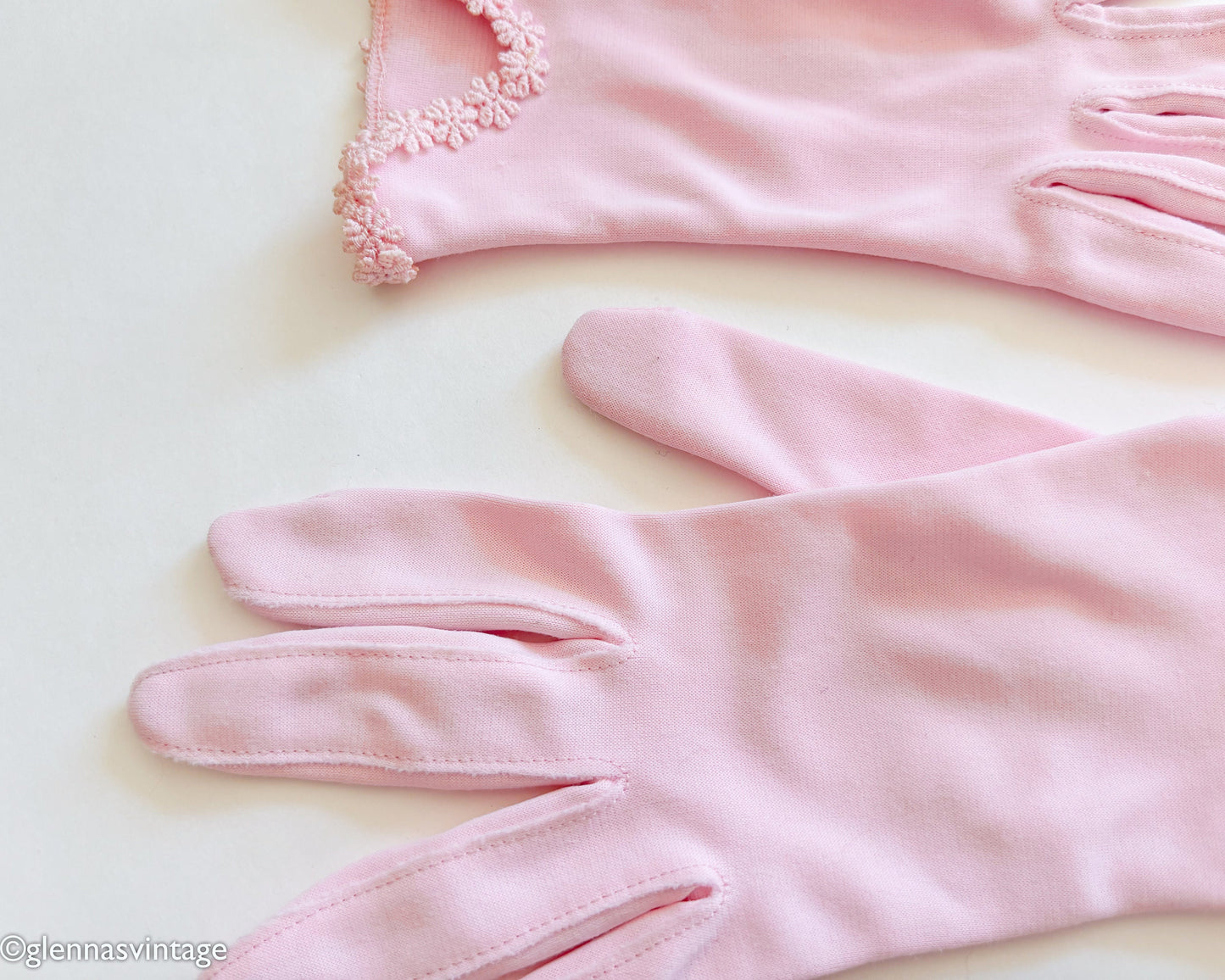 1950s Short Pink Floral Gloves