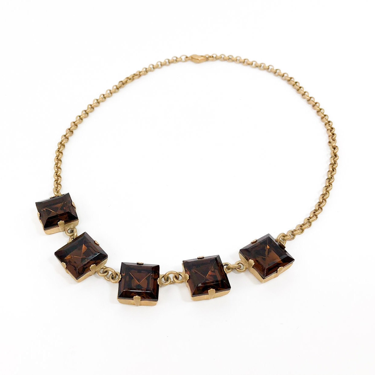 Agatha Vintage Purple Glass Choker | 1980s Square Necklace